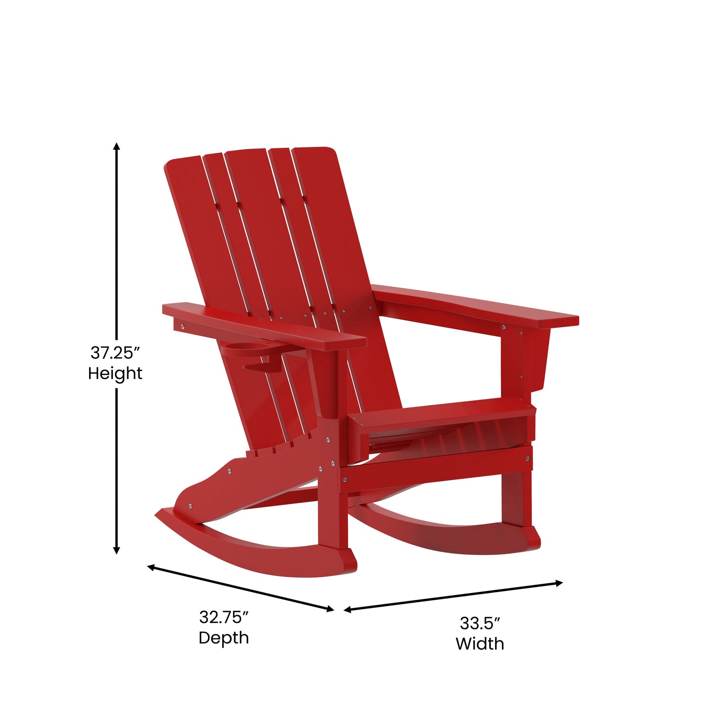 Red Rocking Chair-Cupholder LE-HMP-1045-31-RD-GG