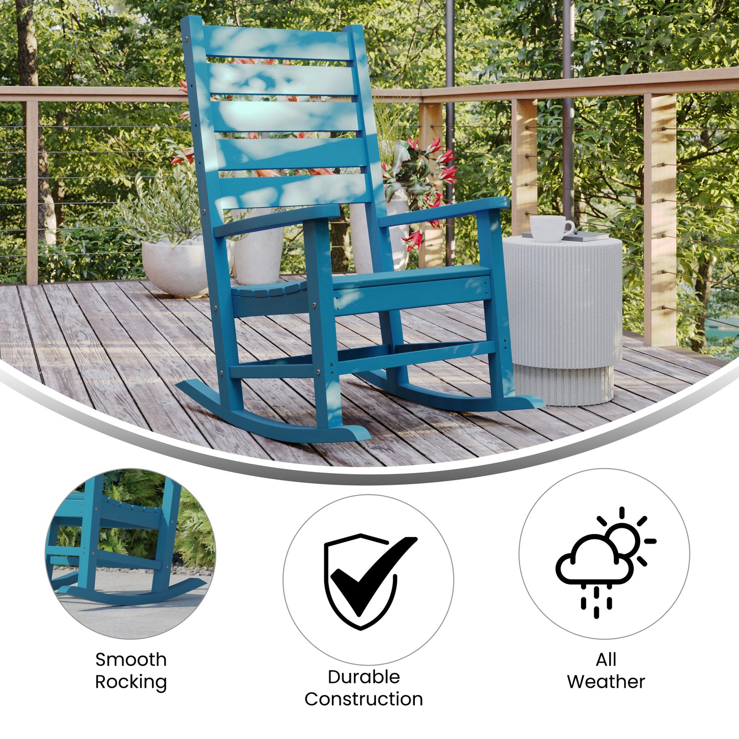 Blue Outdoor Rocking Chair LE-HMP-2002-110-BL-GG