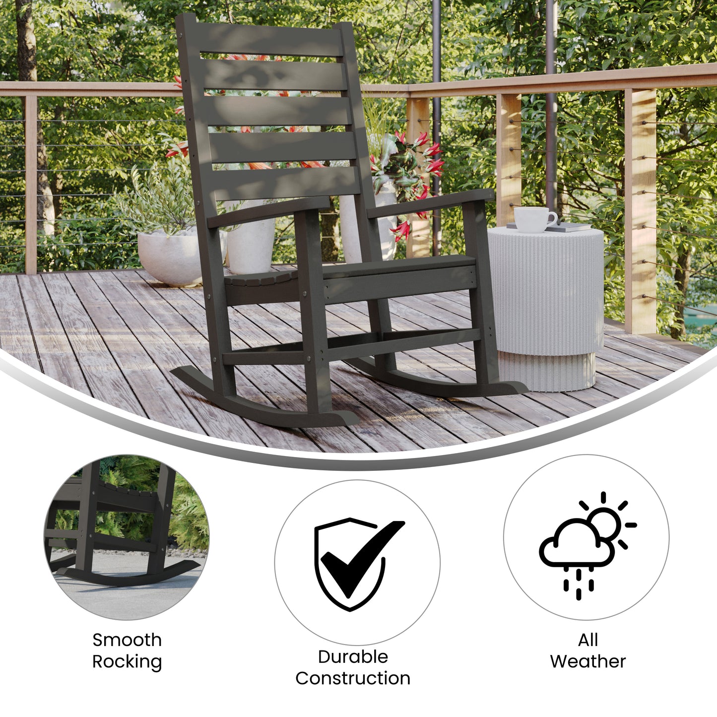 Gray Outdoor Rocking Chair LE-HMP-2002-110-GY-GG