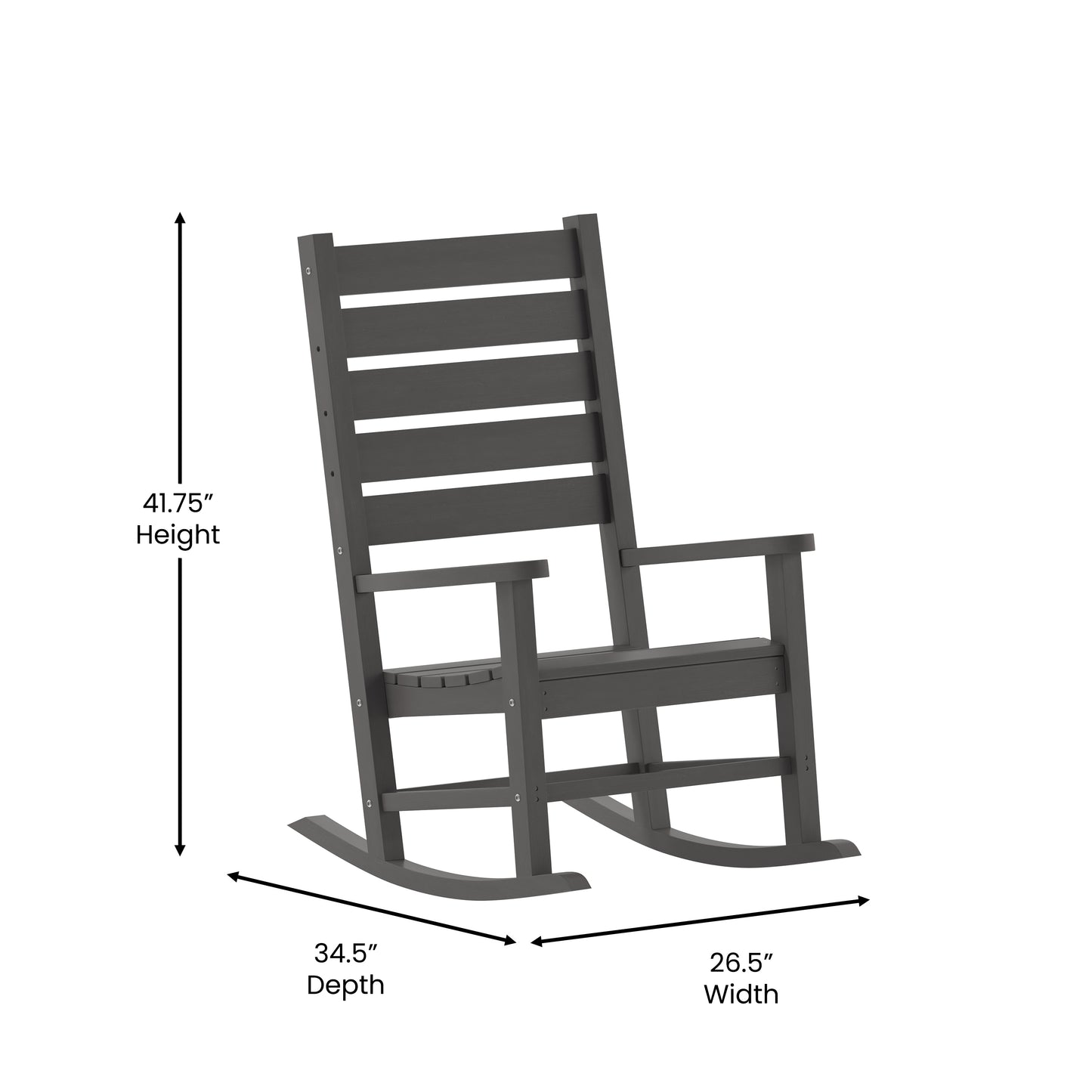 Gray Outdoor Rocking Chair LE-HMP-2002-110-GY-GG