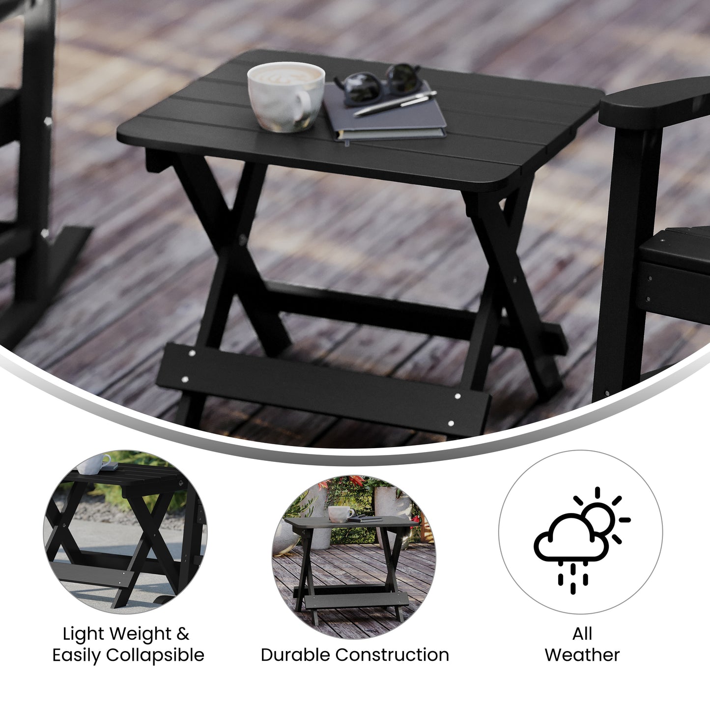 Black Folding Adirondack Table LE-HMP-2012-1620H-BK-GG