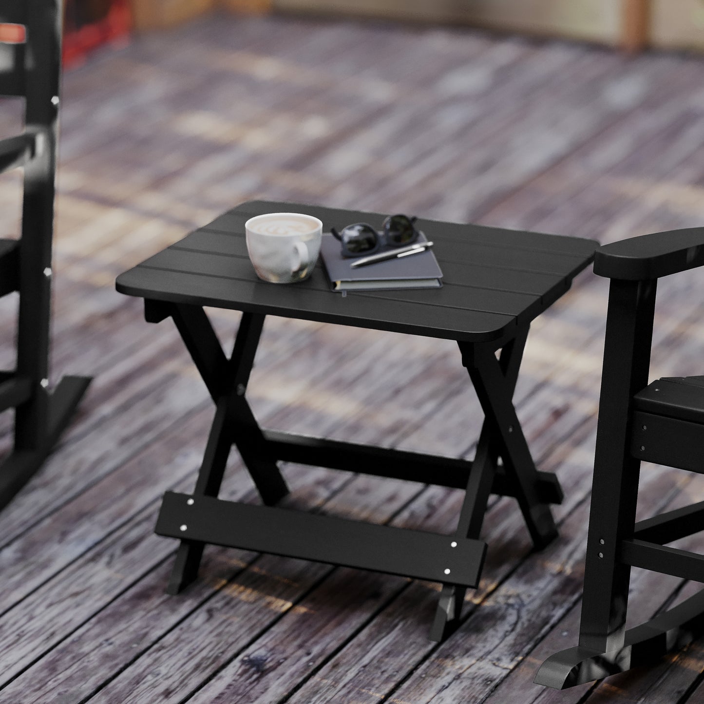 Black Folding Adirondack Table LE-HMP-2012-1620H-BK-GG