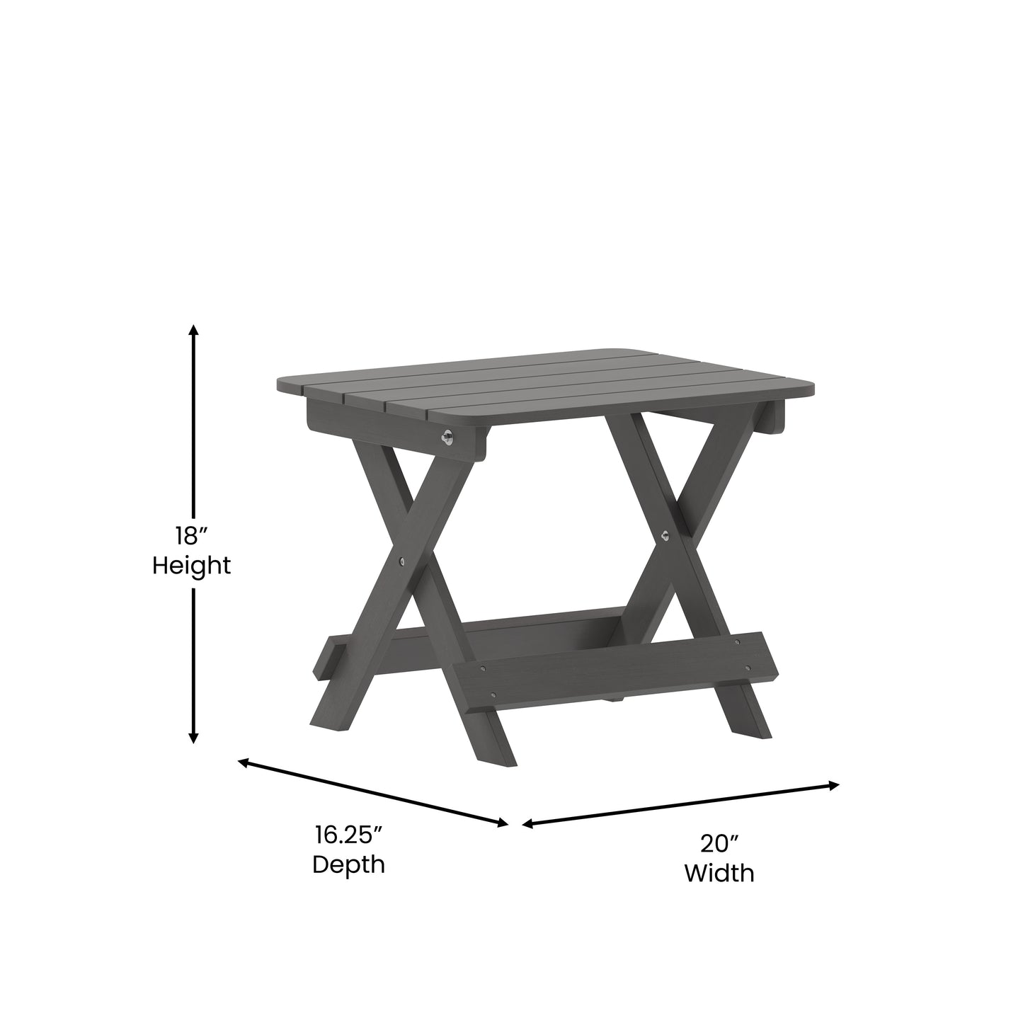 Gray Folding Adirondack Table LE-HMP-2012-1620H-GY-GG