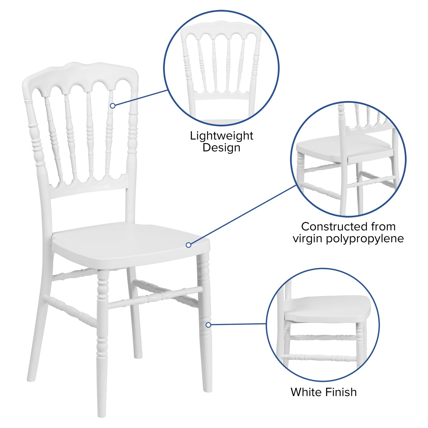 White Resin Napoleon Chair LE-L-MON-WH-GG