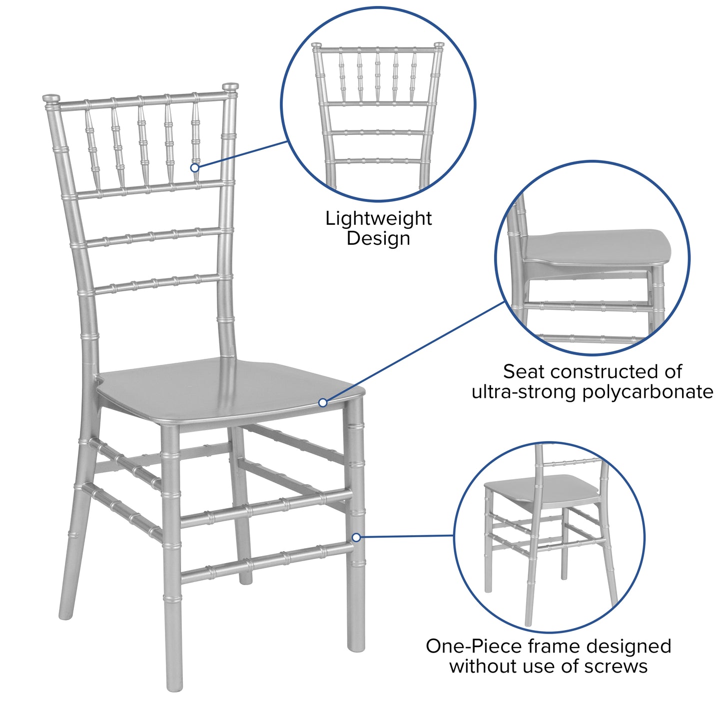 Silver Resin Chiavari Chair LE-SILVER-M-GG