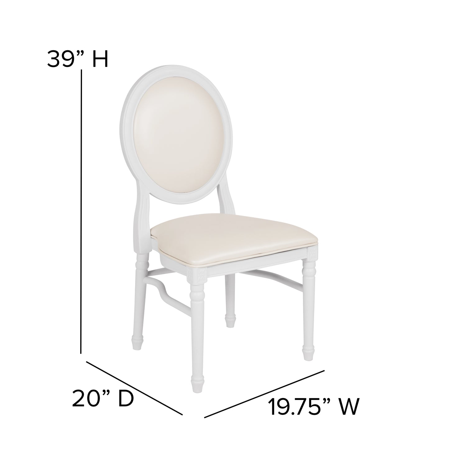 White Round Back Dining Chair LE-W-W-MON-GG