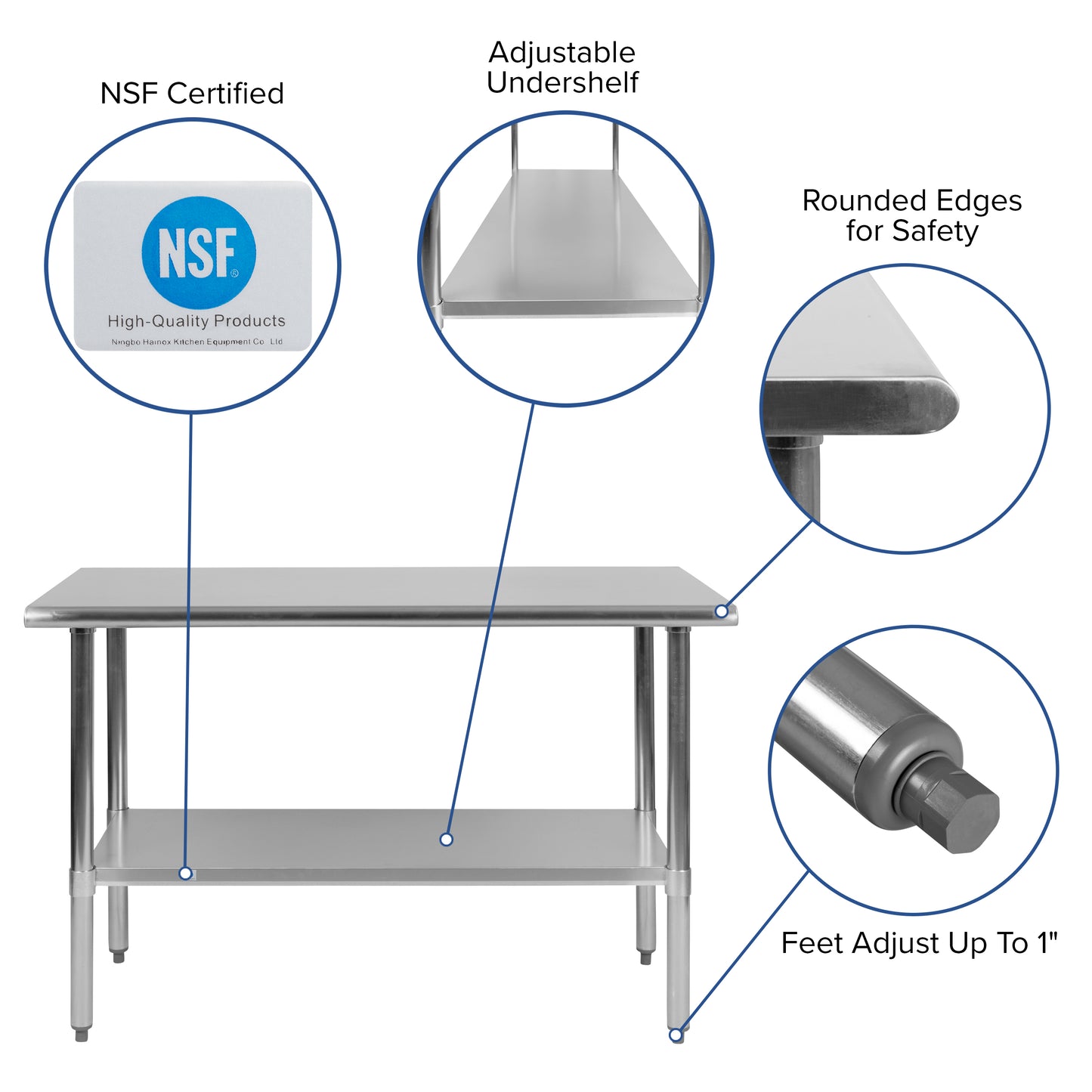 48" Stainless Steel Work Table NH-WT-2448-GG