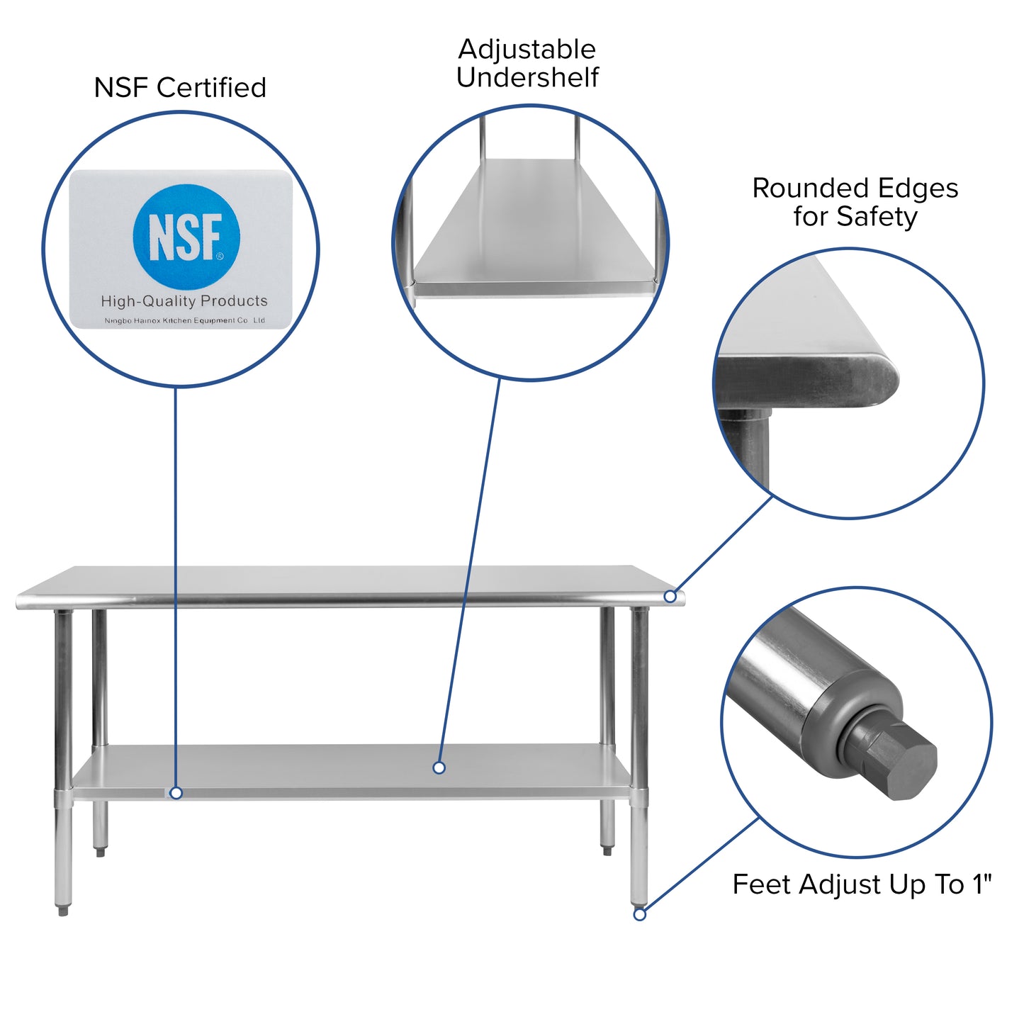 60" Stainless Steel Work Table NH-WT-2460-GG