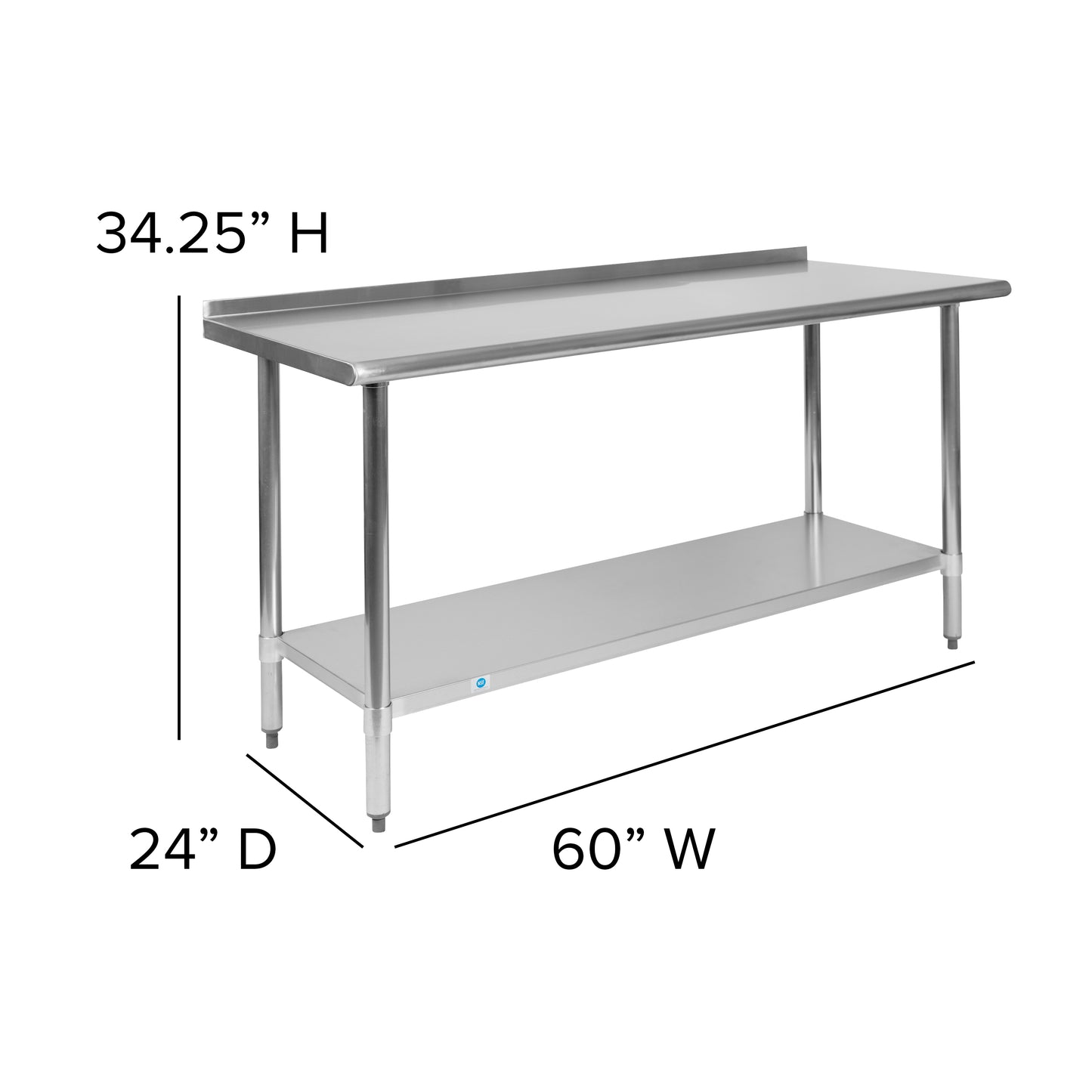 60" Stainless Steel Work Table NH-WT-2460BSP-GG