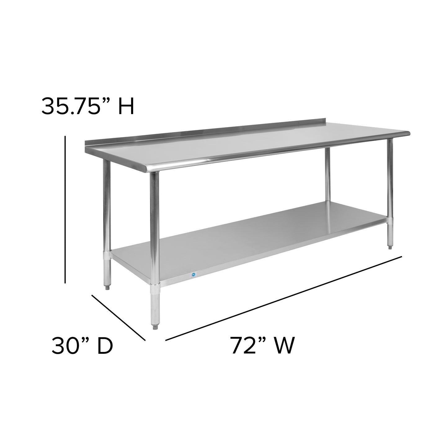 72" Stainless Steel Work Table NH-WT-3072BSP-GG