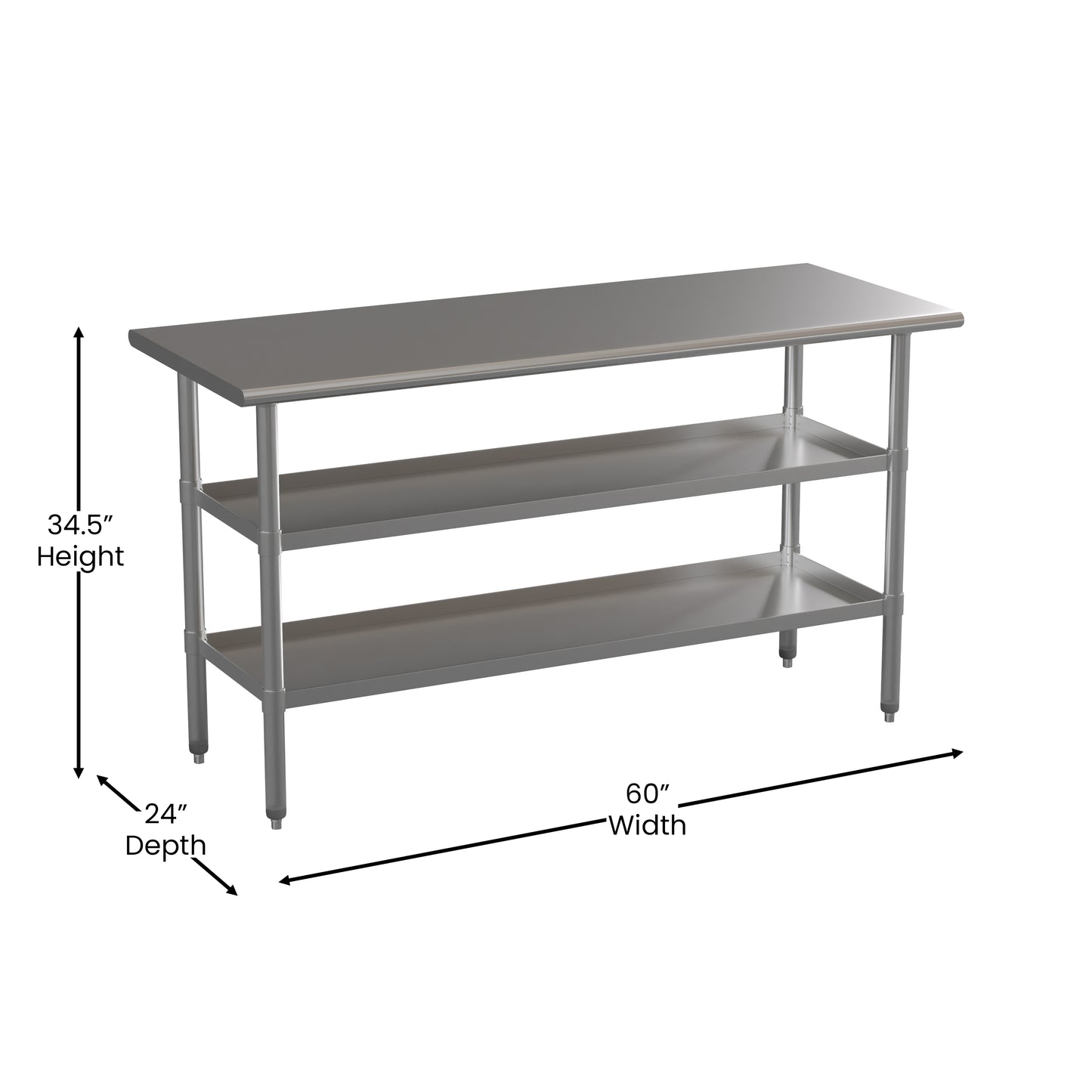 Stainless Table 2 Shelf Table NH-WT-GU-2460-GG