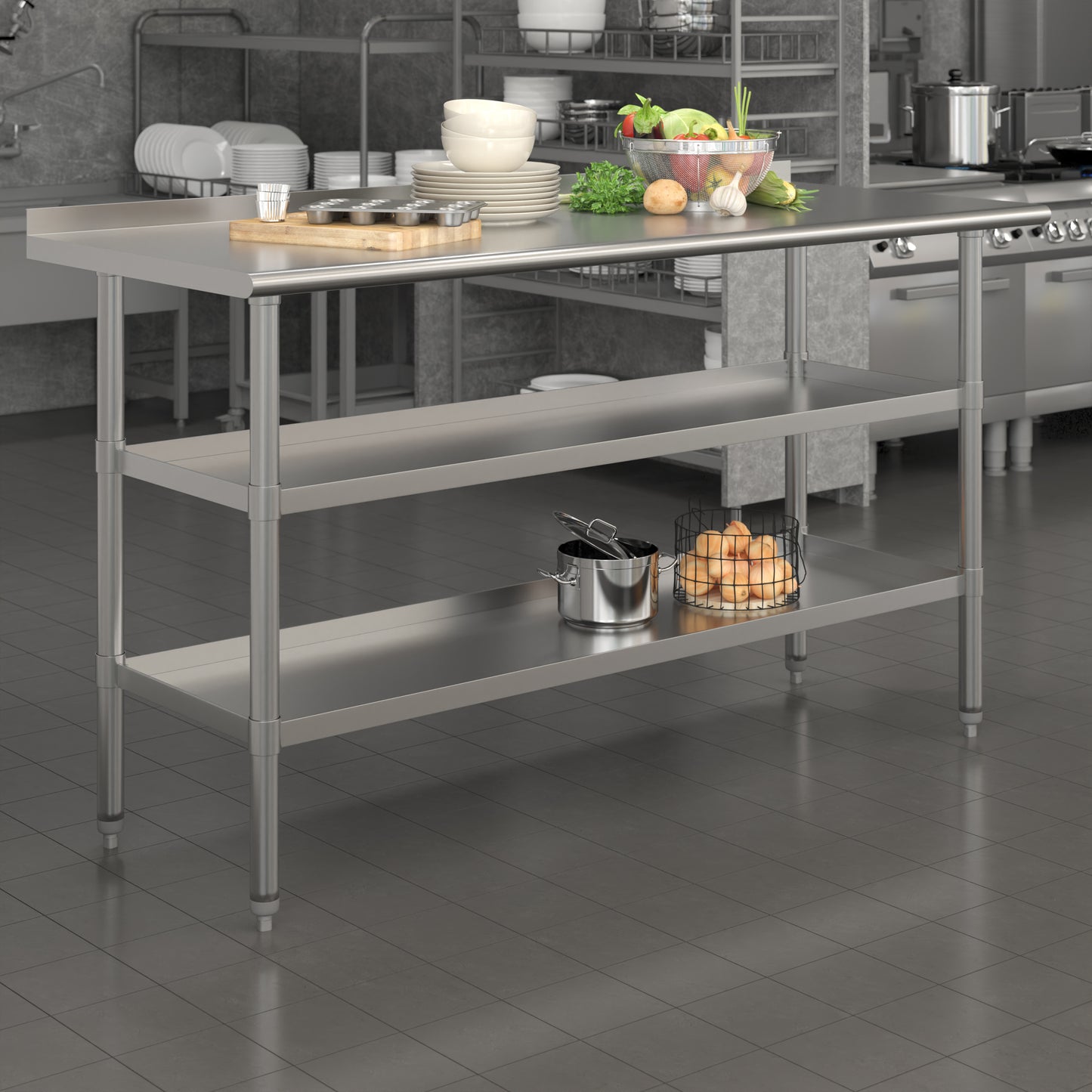 Stainless Table 2 Shelf Table NH-WT-GU-2460BSP-GG