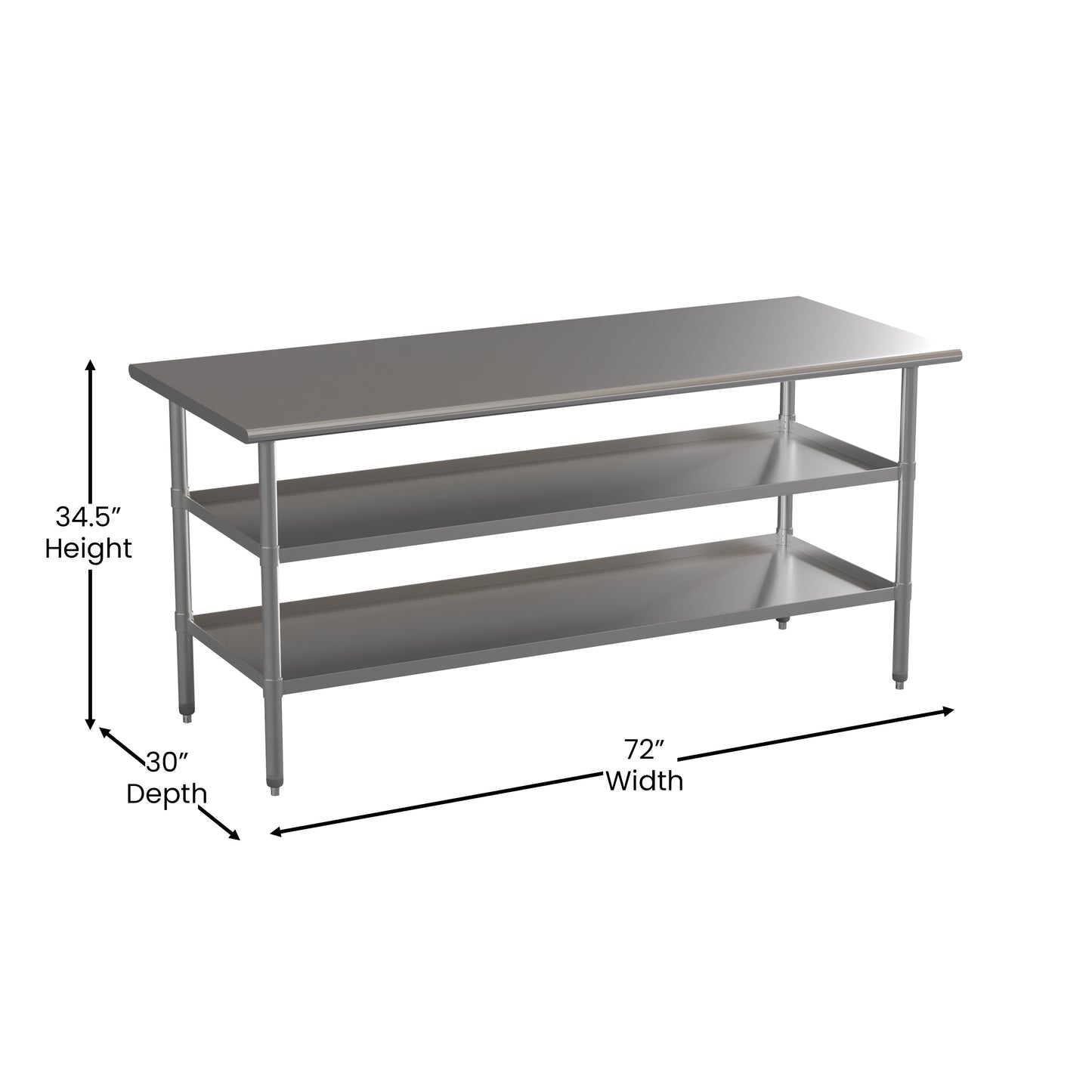 Stainless Table 2 Shelf Table NH-WT-GU-3072-GG