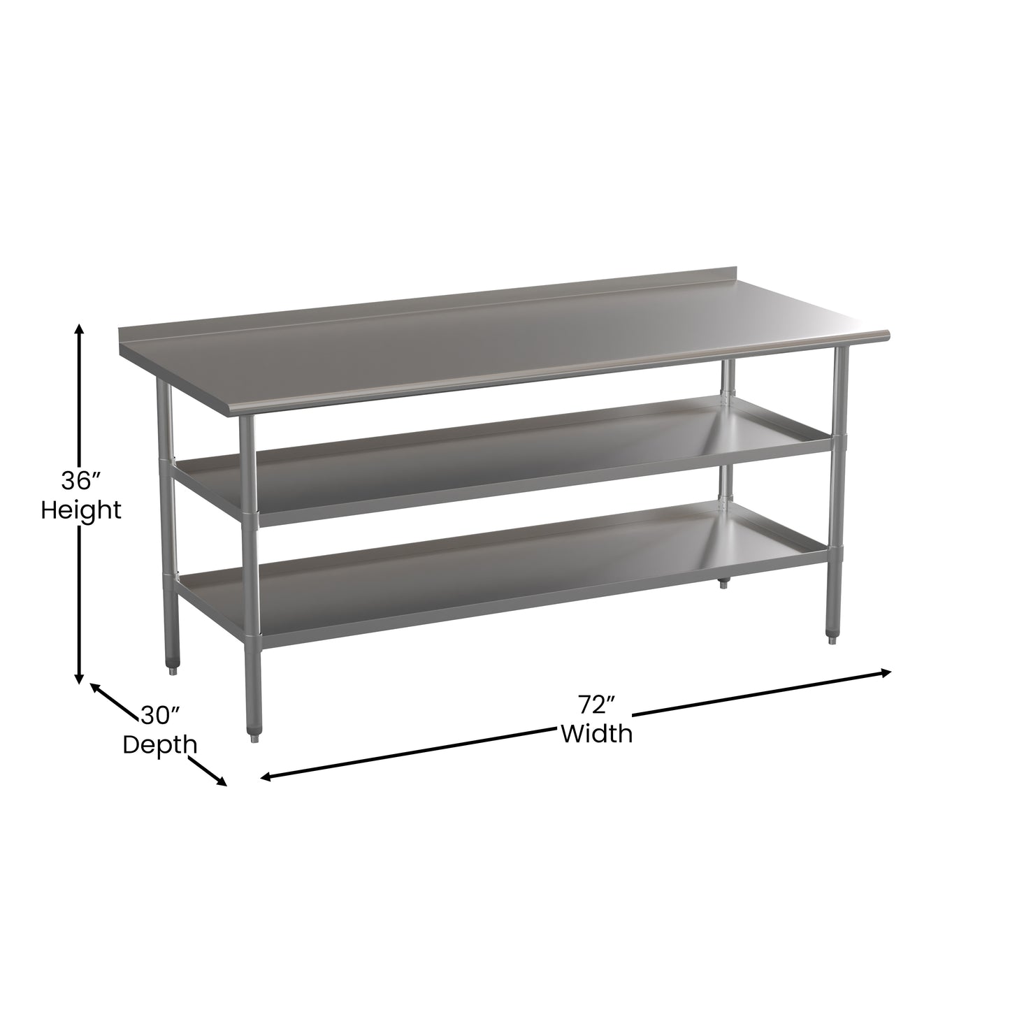 Stainless Table 2 Shelf Table NH-WT-GU-3072BSP-GG