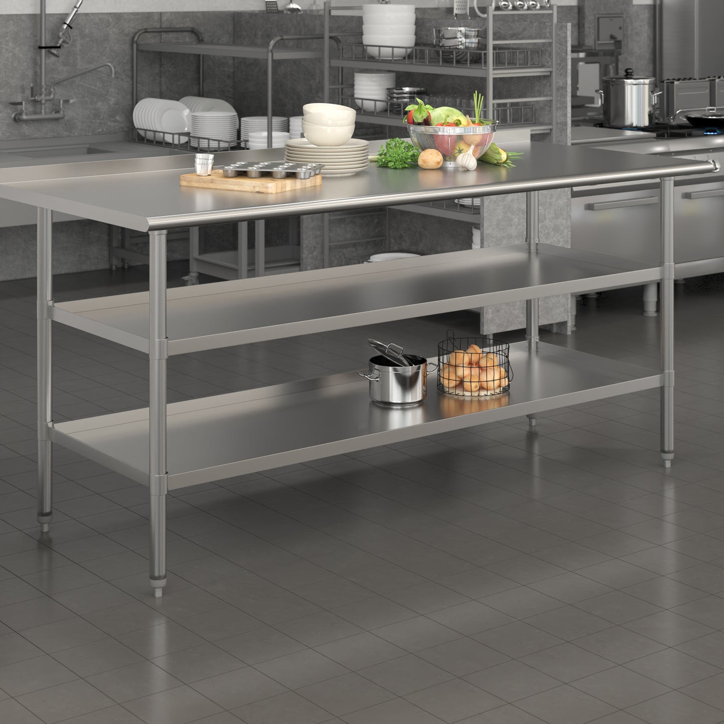 Stainless Table 2 Shelf Table NH-WT-GU-3072BSP-GG