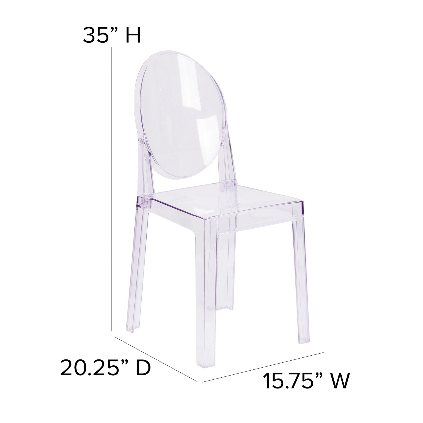 Clear Oval Back Ghost Chair OW-GHOSTBACK-18-GG