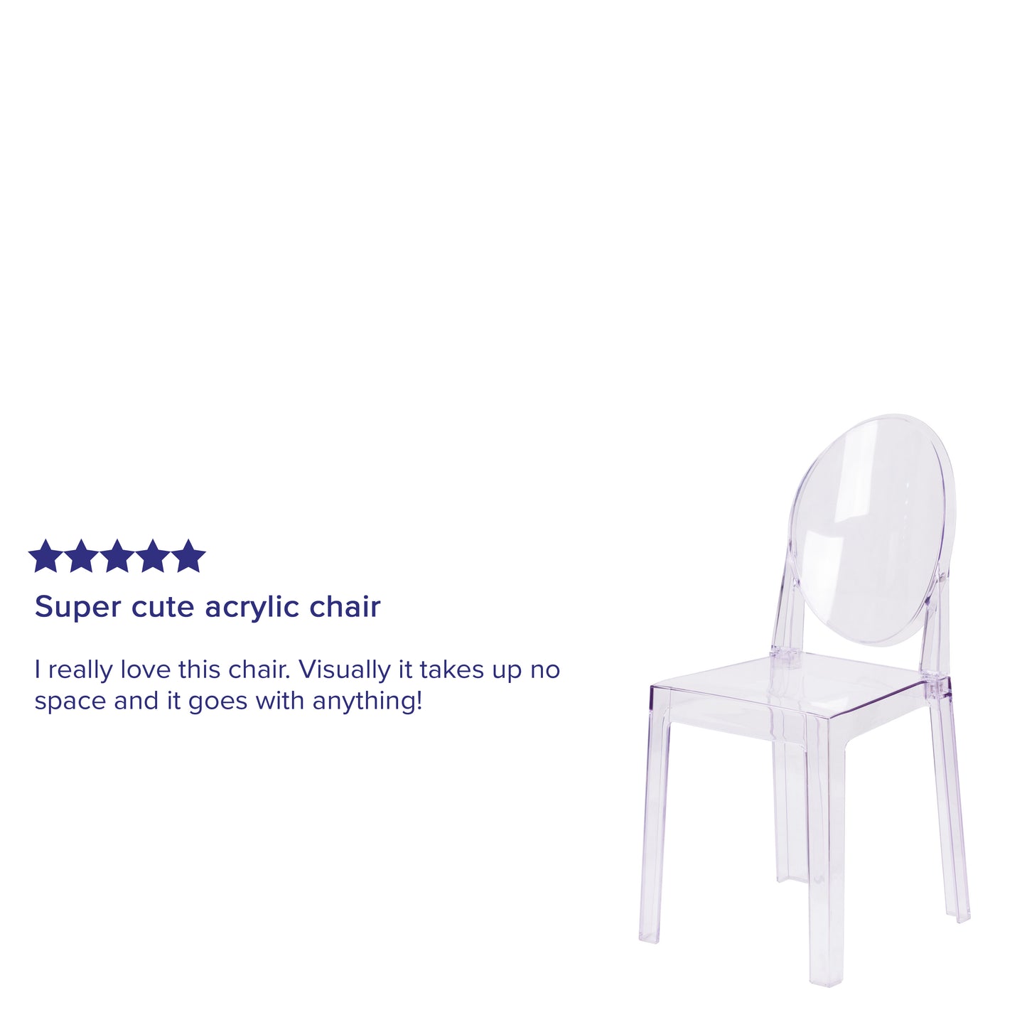 Clear Oval Back Ghost Chair OW-GHOSTBACK-18-GG