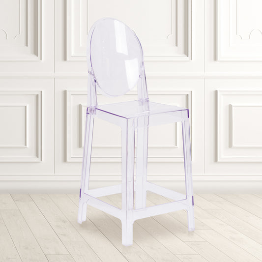 Oval Back Ghost Counter Stool OW-GHOSTBACK-24-GG