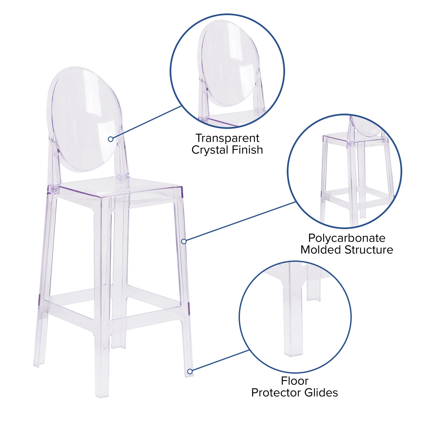 Oval Back Ghost Barstool OW-GHOSTBACK-29-GG