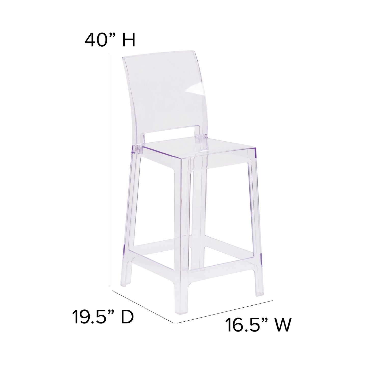 Square Back Ghost Stool OW-SQUAREBACK-24-GG