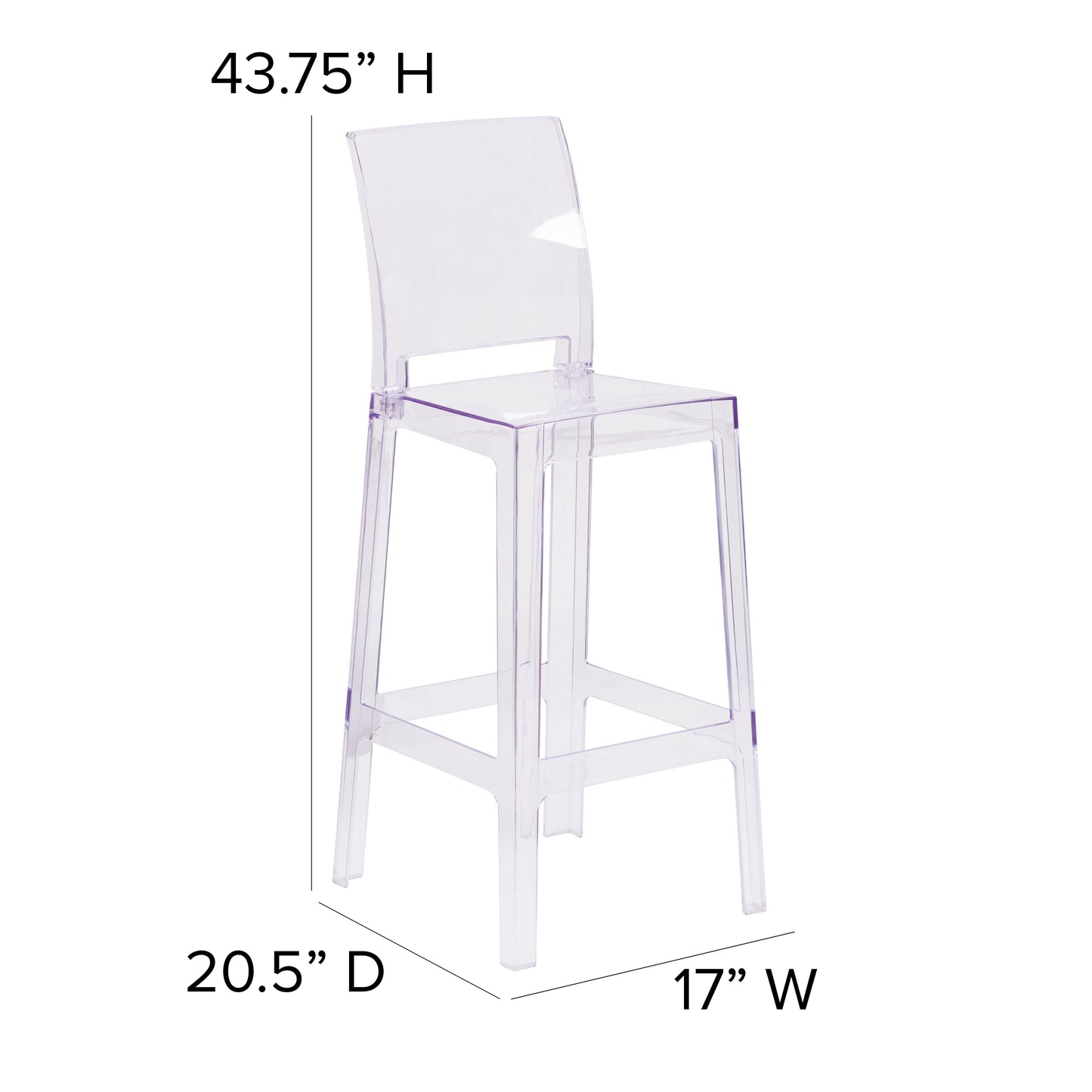 Square Back Ghost Barstool OW-SQUAREBACK-29-GG