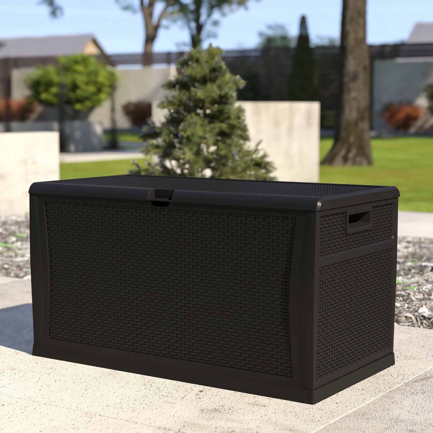 Black 120 Gal Plastic Deck Box QT-KTL-4023BK-GG