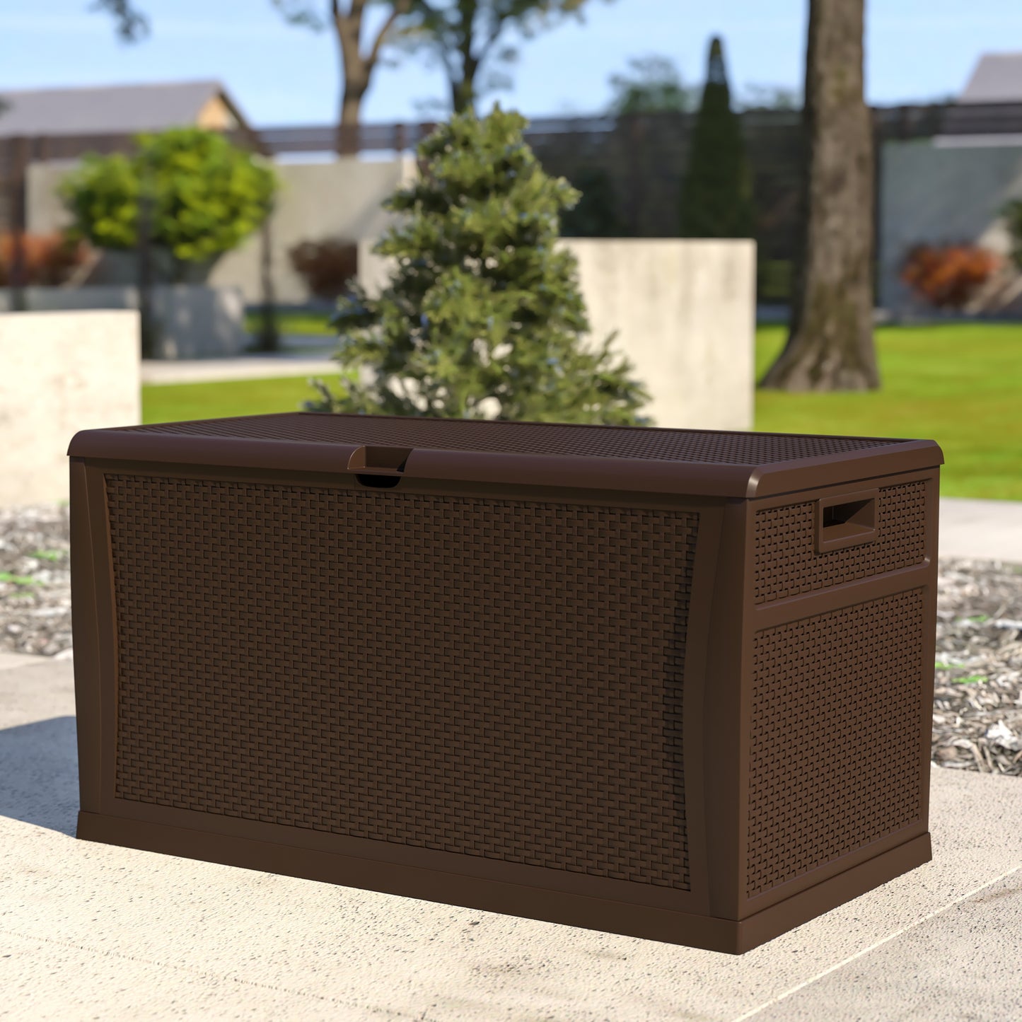 Brown 120 Gal Plastic Deck Box QT-KTL-4023BRN-GG