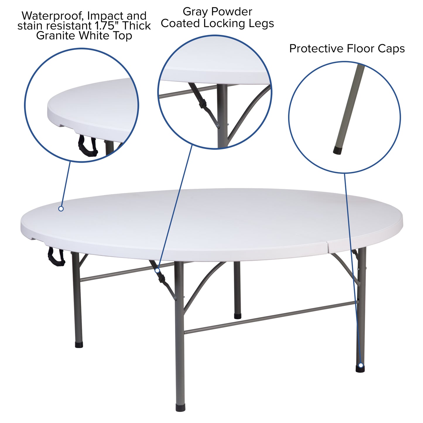 71RD White Plastic Fold Table RB-183RFH-GG