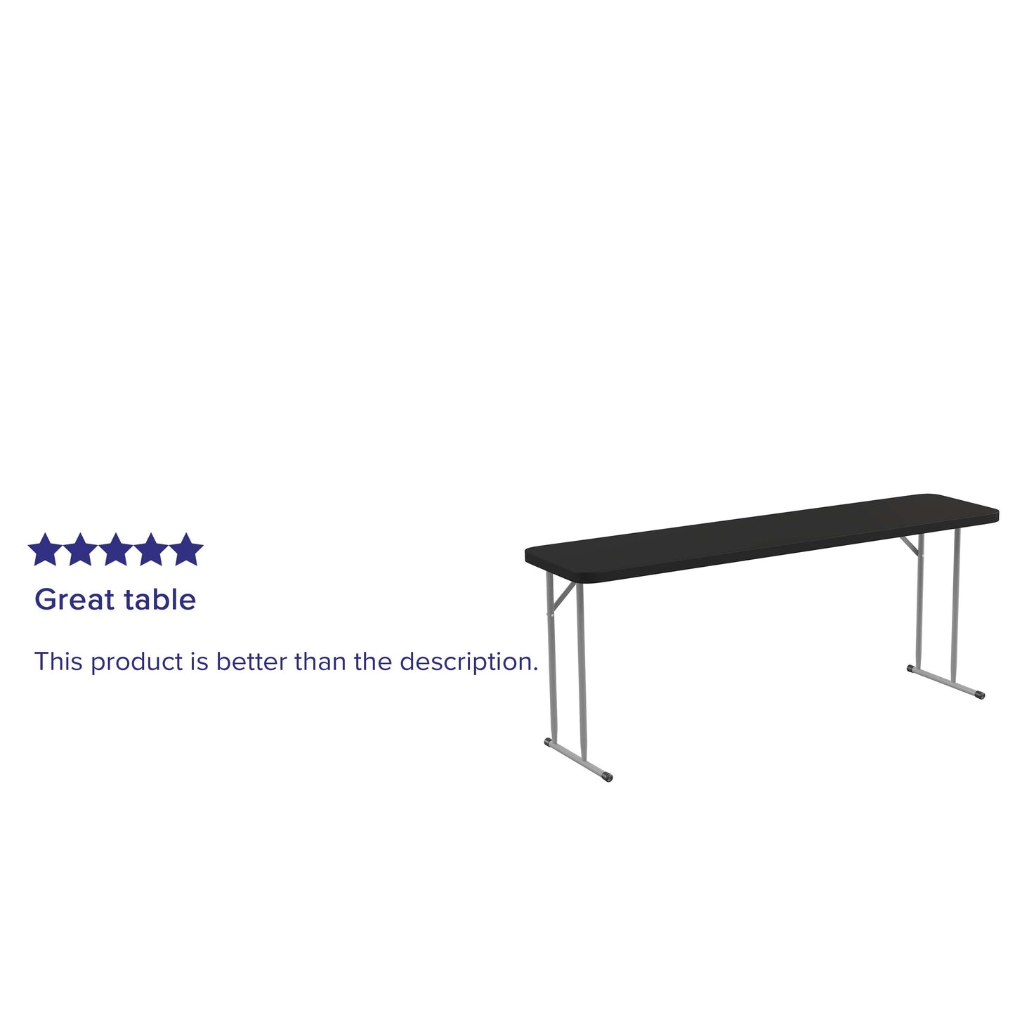 6-Foot Black Fold Train Table RB-1872-BK-GG