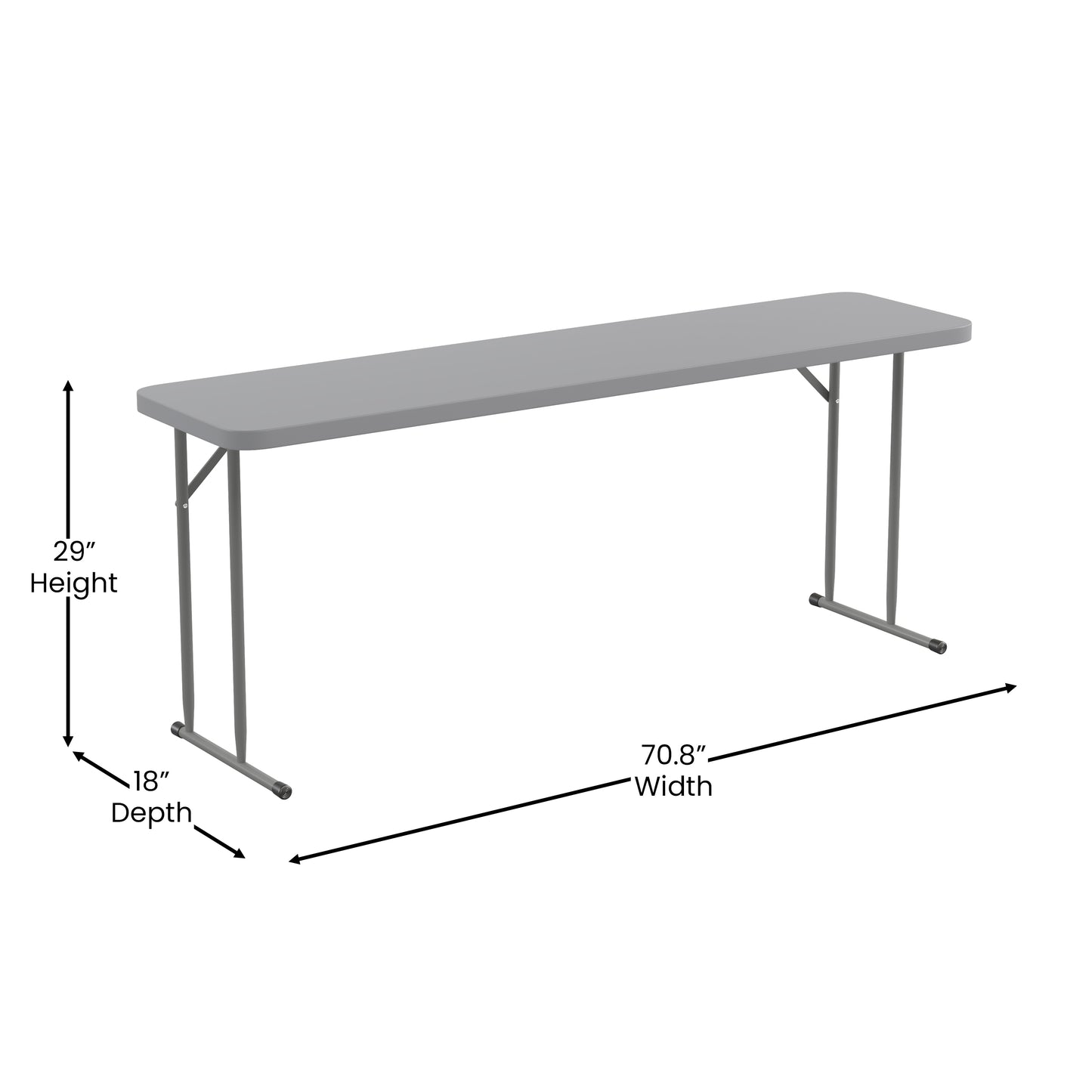 6-Foot Gray Fold Train Table RB-1872-GY-GG