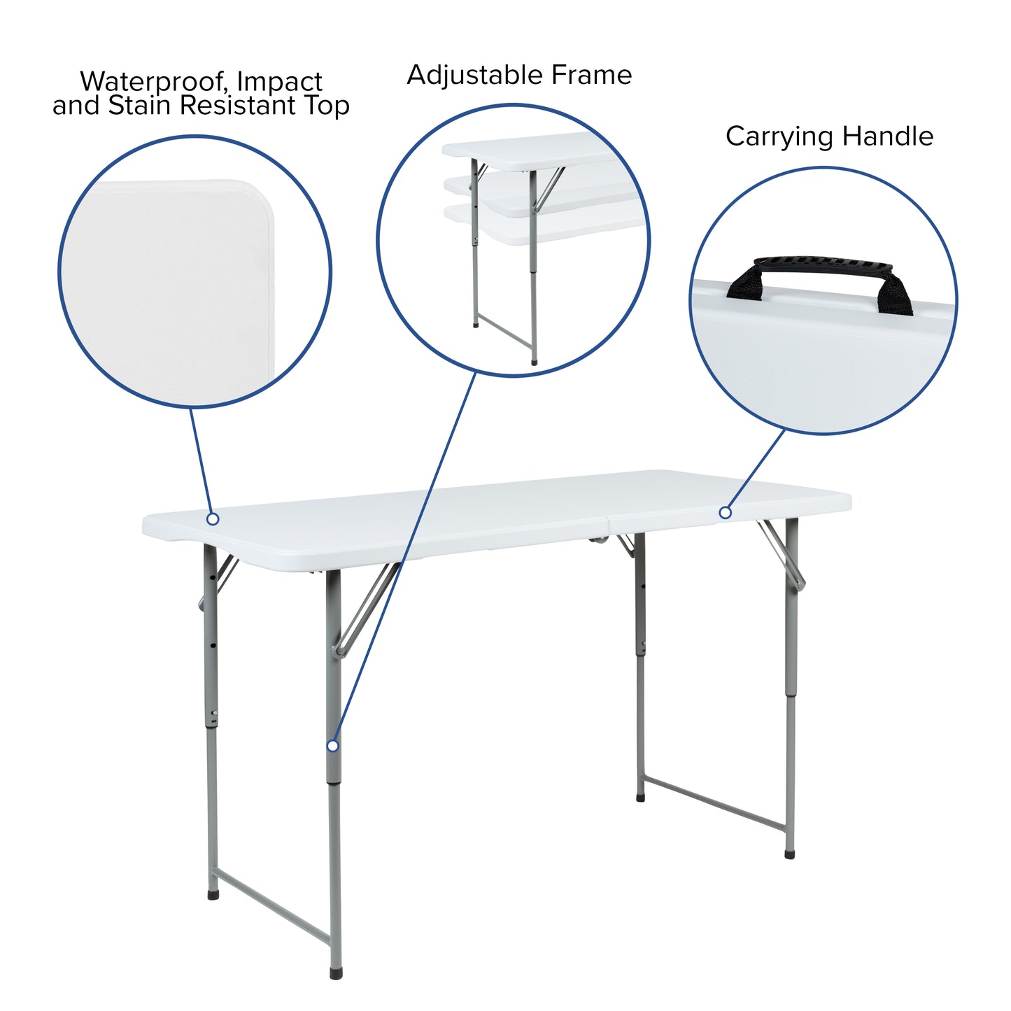 24x47.5 White Bi-Fold Table RB-2448ADJ-2-GG