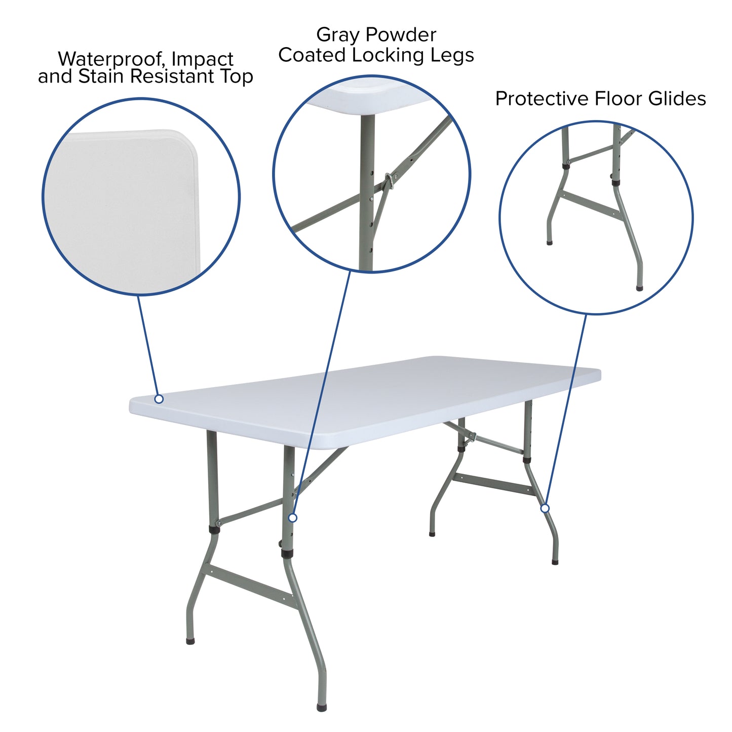 30x60 White Plastic Fold Table RB-3050ADJ-GG