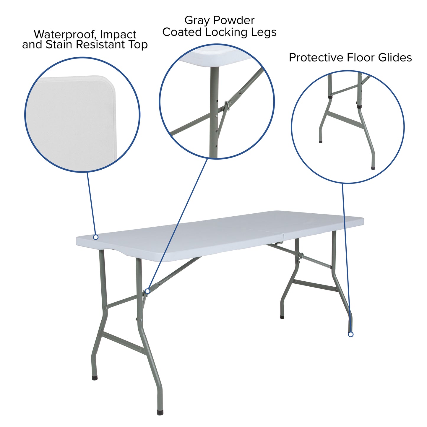 30x60 White Plastic Fold Table RB-3060FH-RES-GG