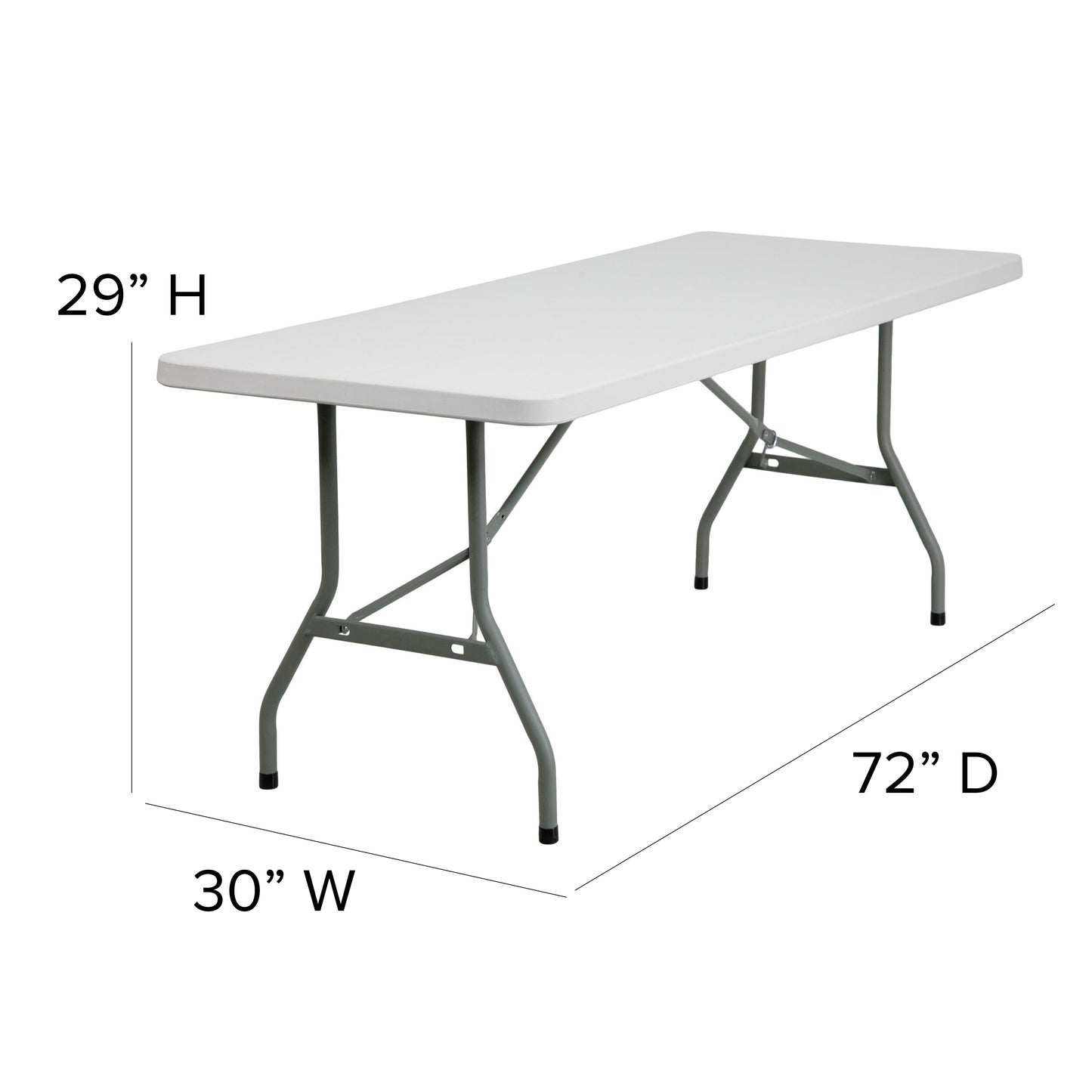 30x72 White Plastic Fold Table RB-3072-GG