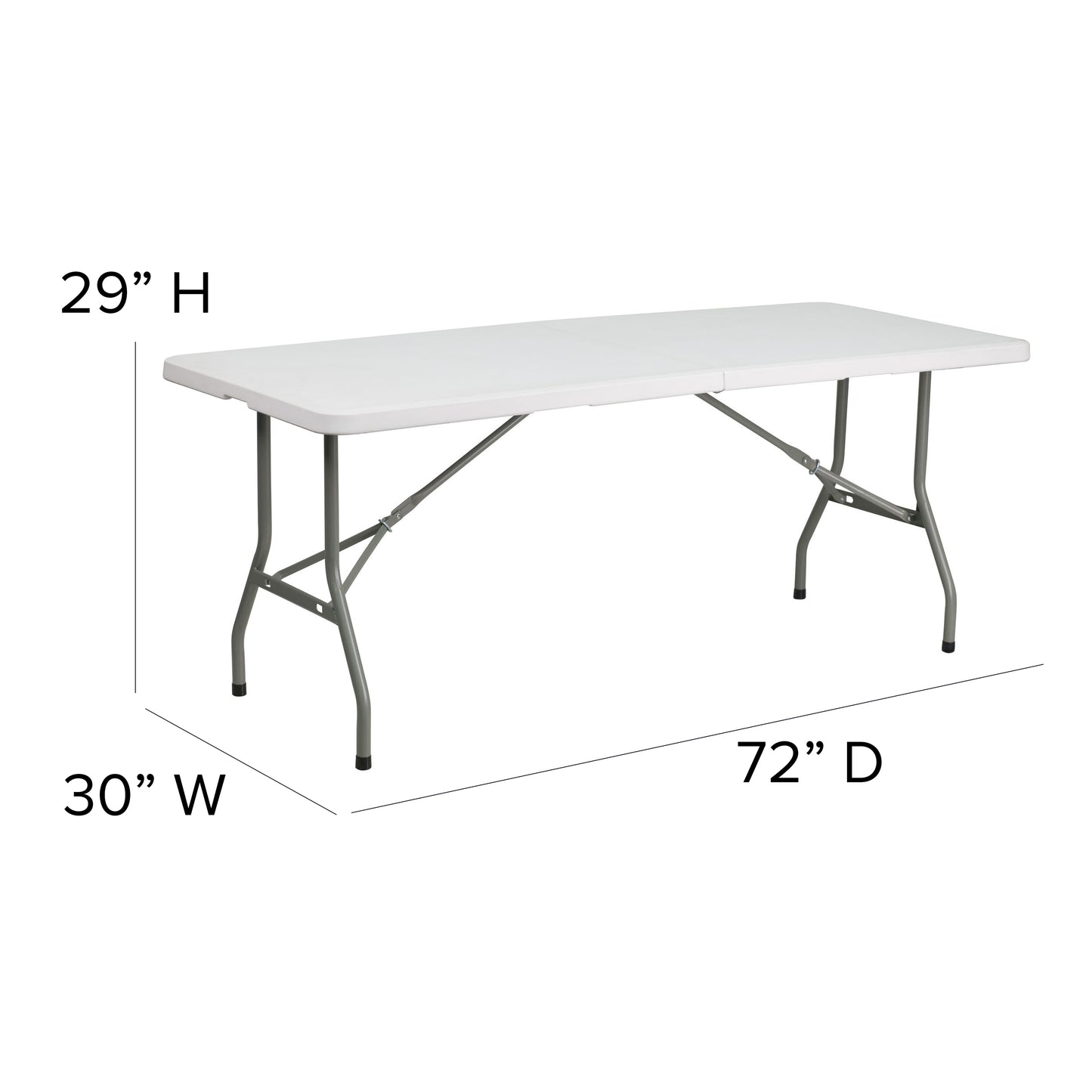 30x72 White Plastic Fold Table RB-3072FH-GG