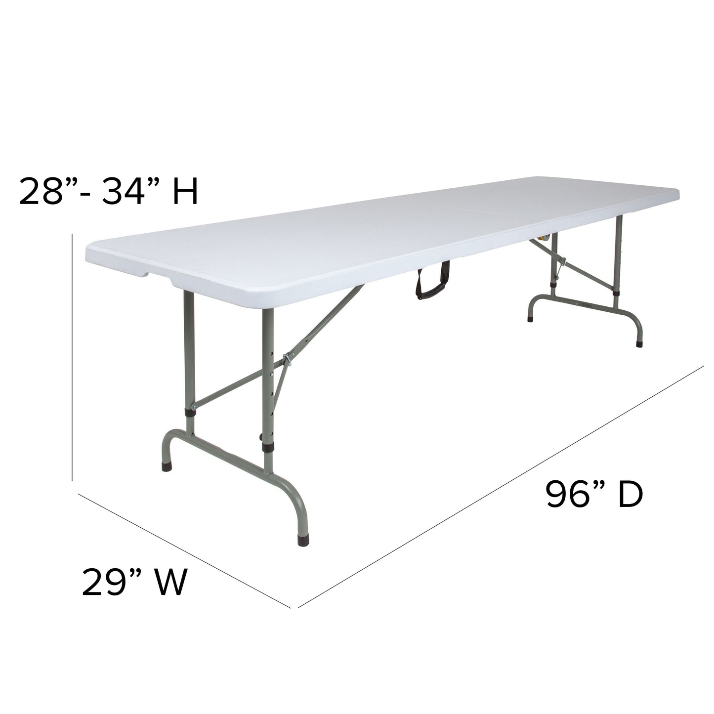 30x96 White Bi-Fold Table RB-3096FH-ADJ-GG