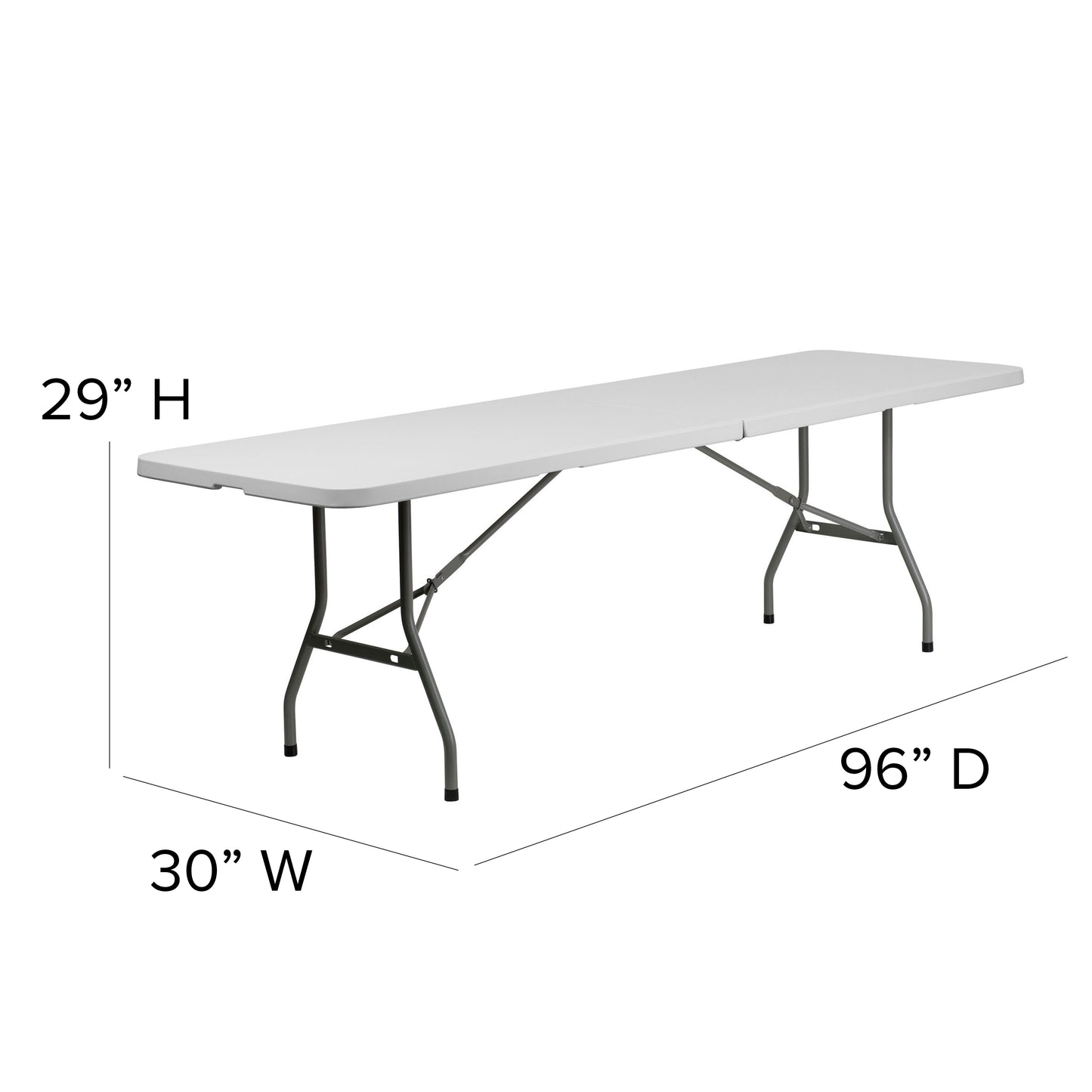 30x96 White Plastic Fold Table RB-3096FH-GG