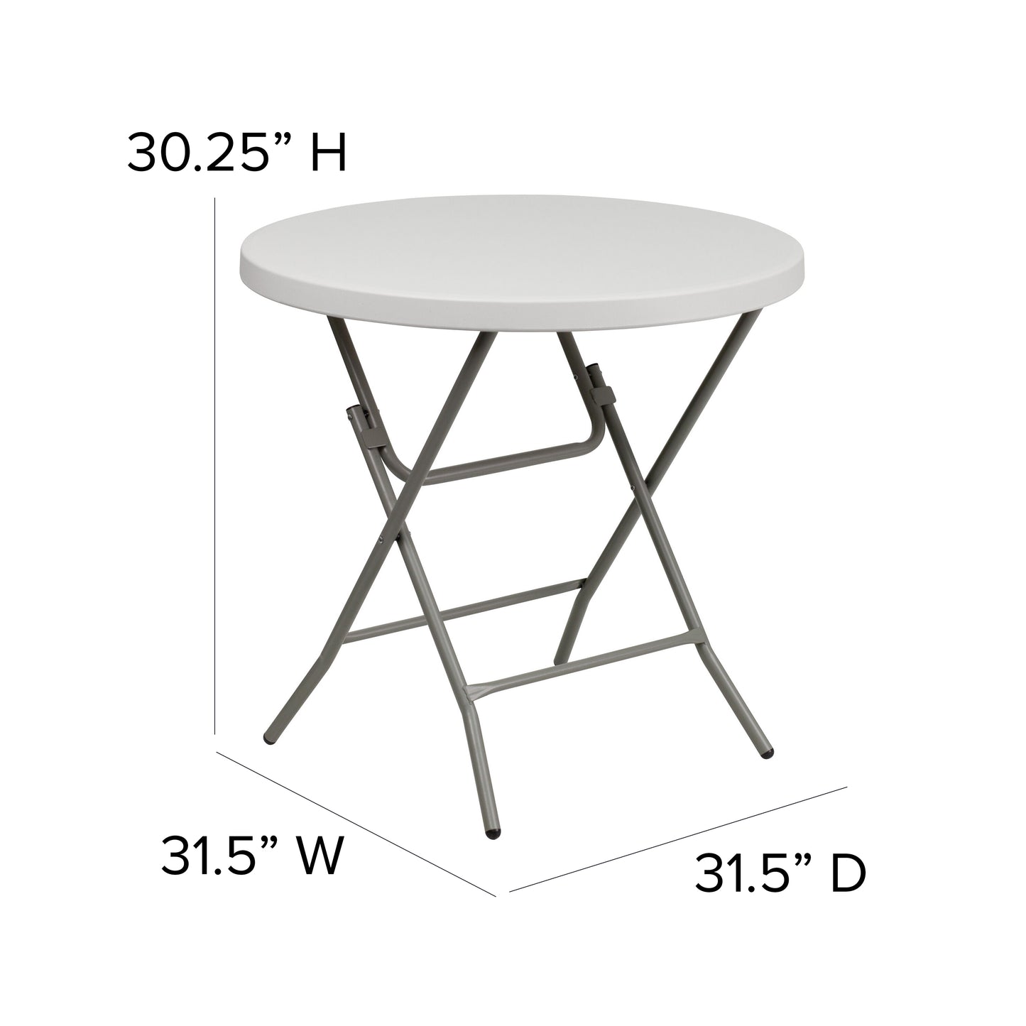 32RD White Plastic Fold Table RB-32R-GW-GG