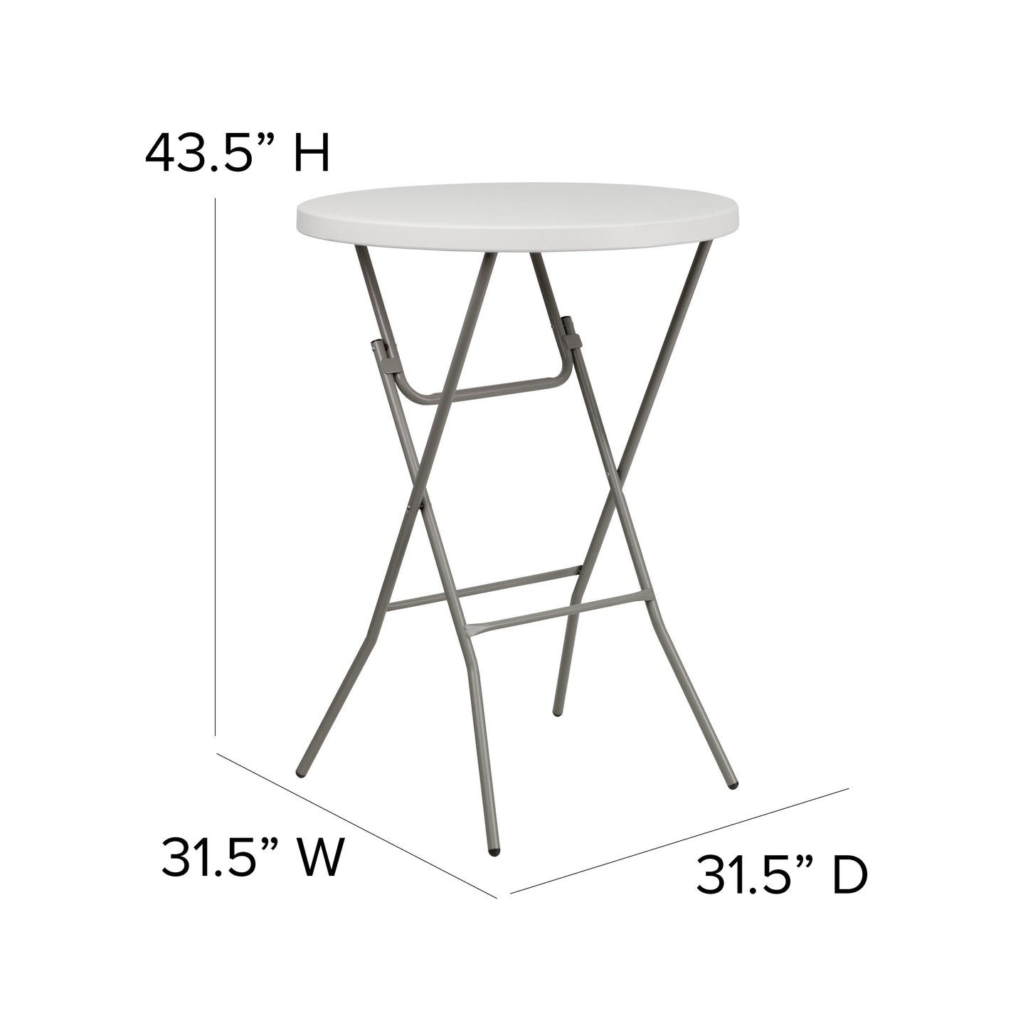 32RD White Plastic Fold Table RB-32RB-BAR-GW-GG