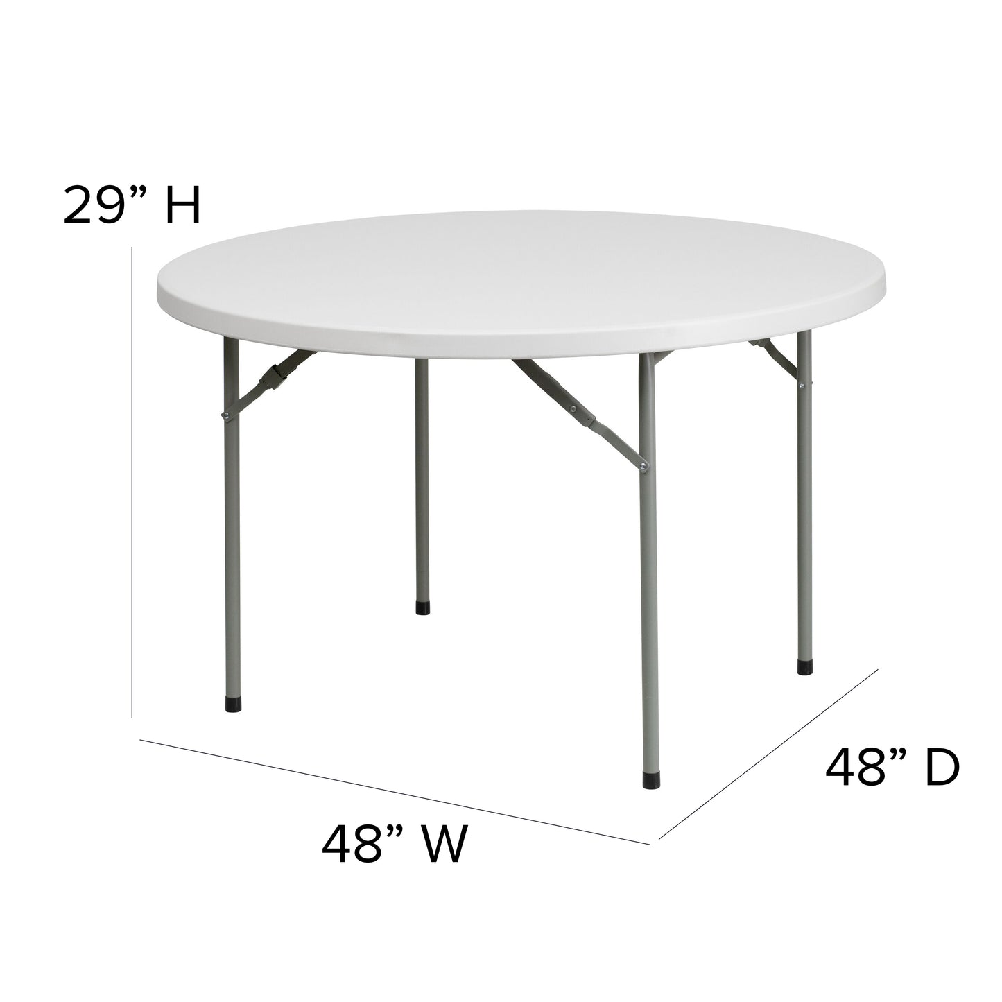 48RD White Plastic Fold Table RB-48R-GG