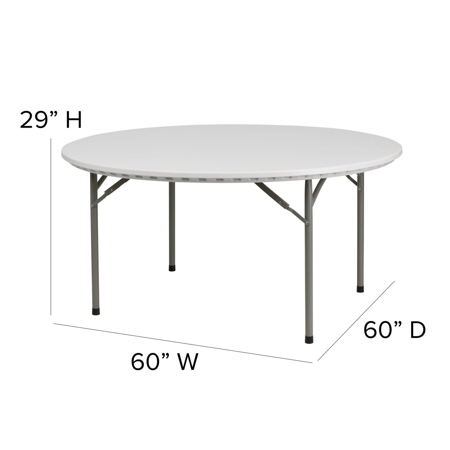 60RD White Plastic Fold Table RB-60R-GG