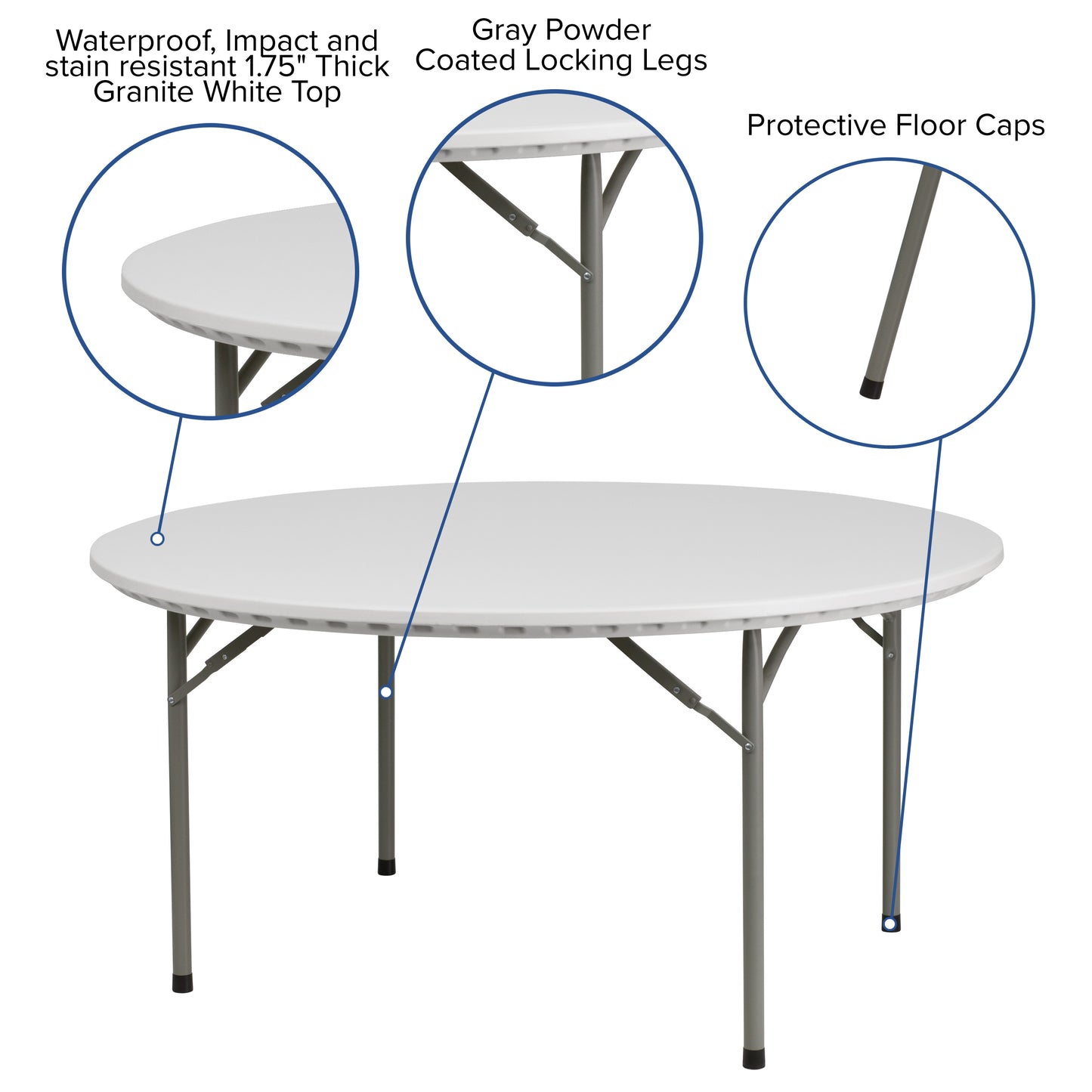 60RD White Plastic Fold Table RB-60R-GG