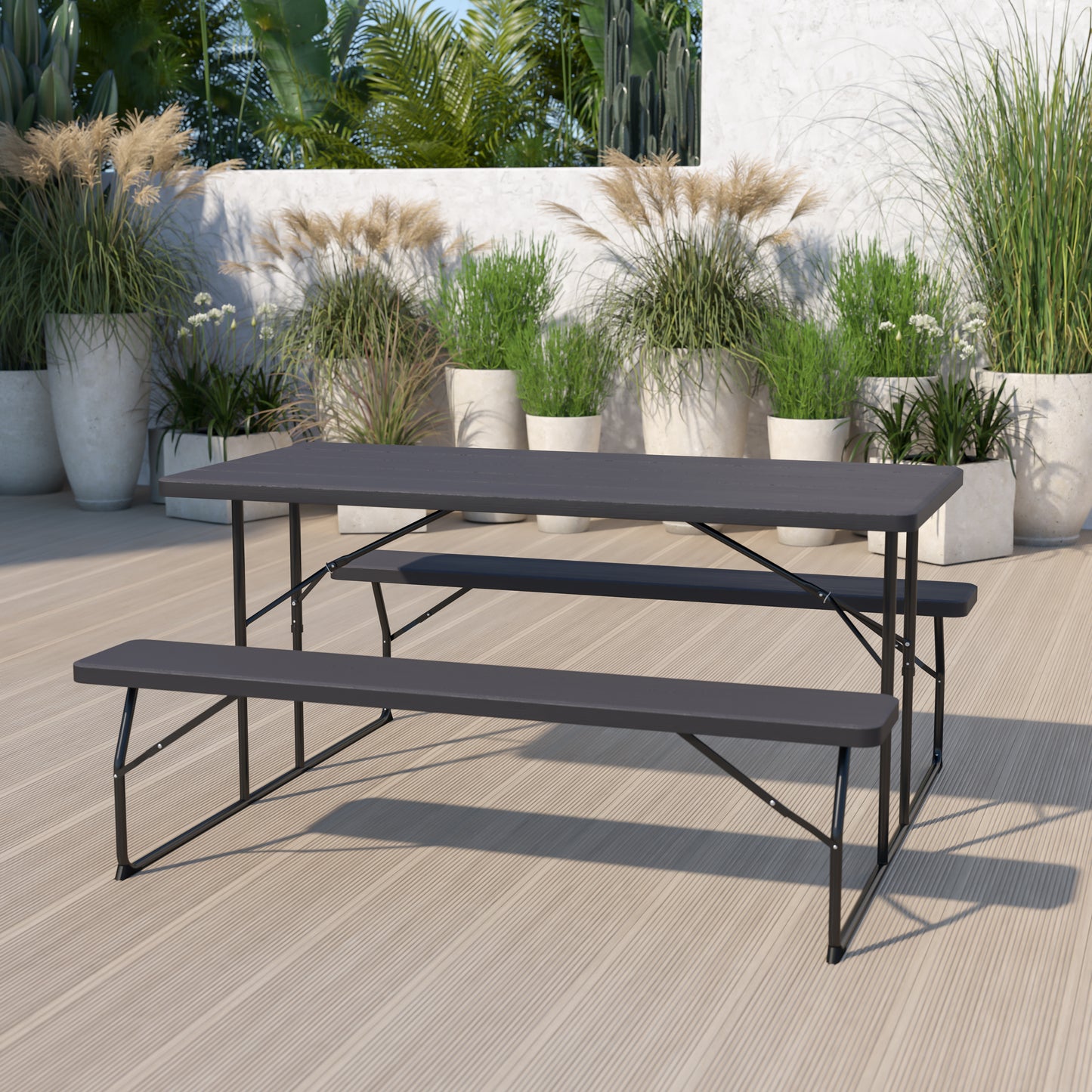 Charcoal Picnic Table/Bench RB-EBB-1470FD-GG