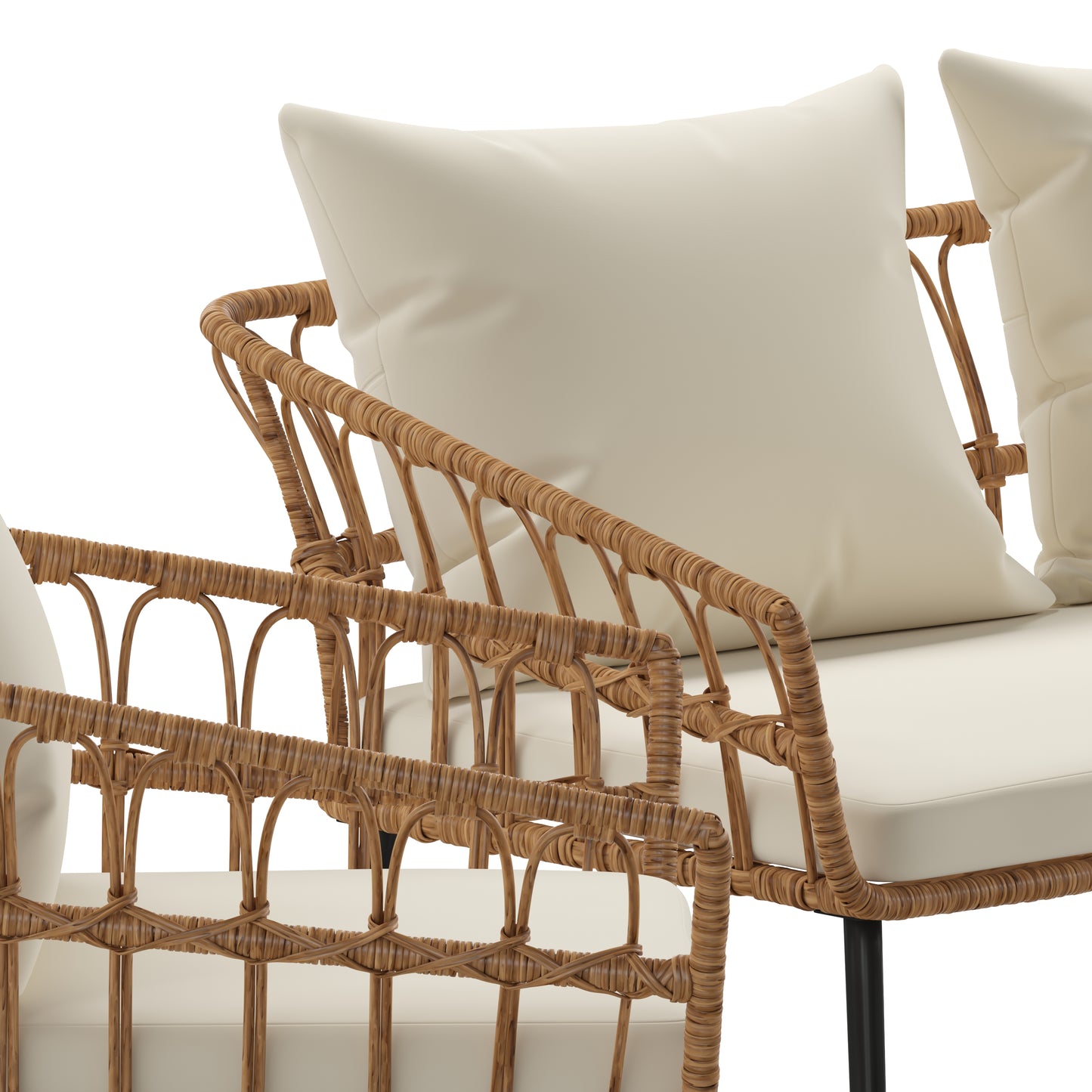 4PC NAT/Cream Rope Rattan Set SB-1960-CREAM-GG