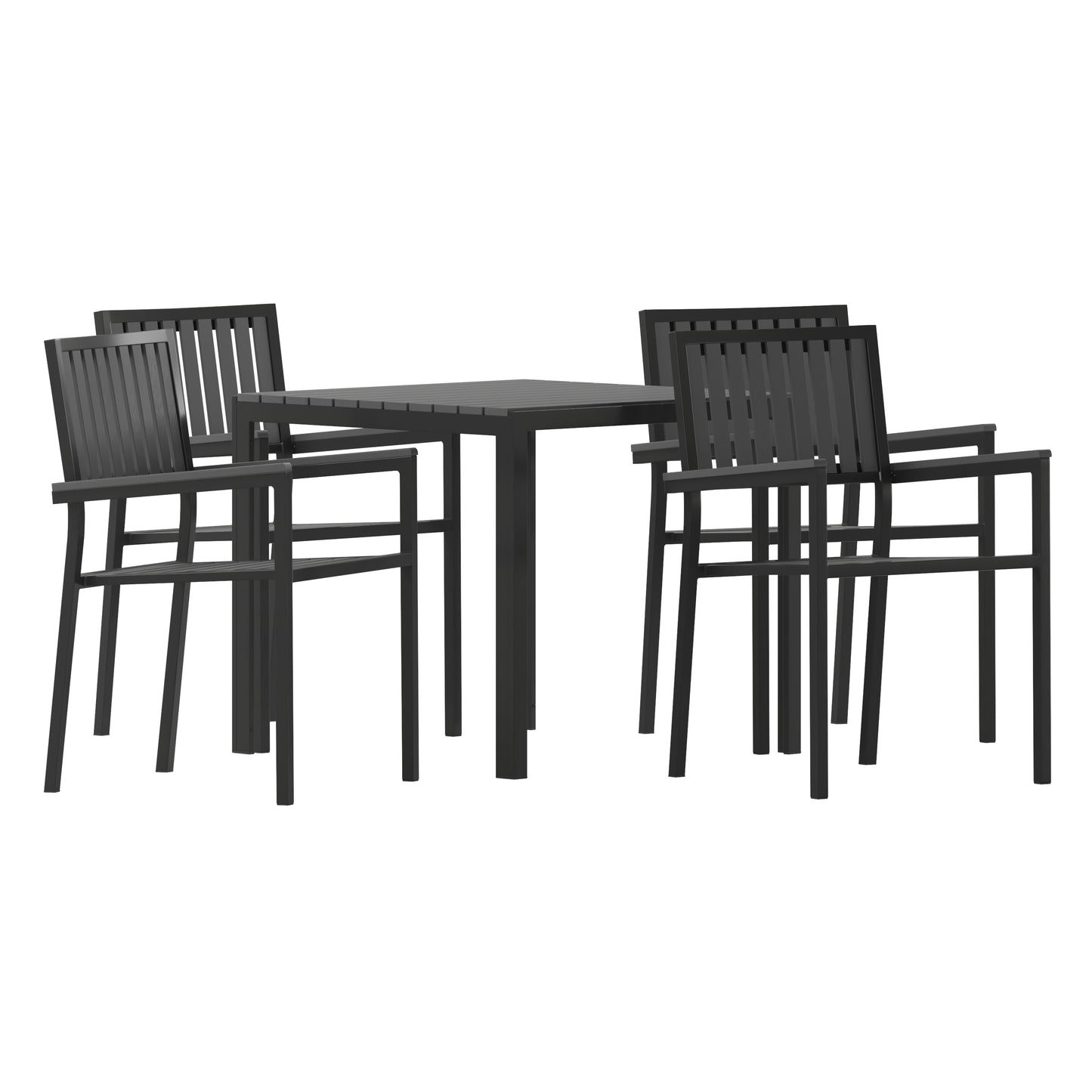 5PC Black Table and Chairs Set SB-A268C4-T-BK-GG