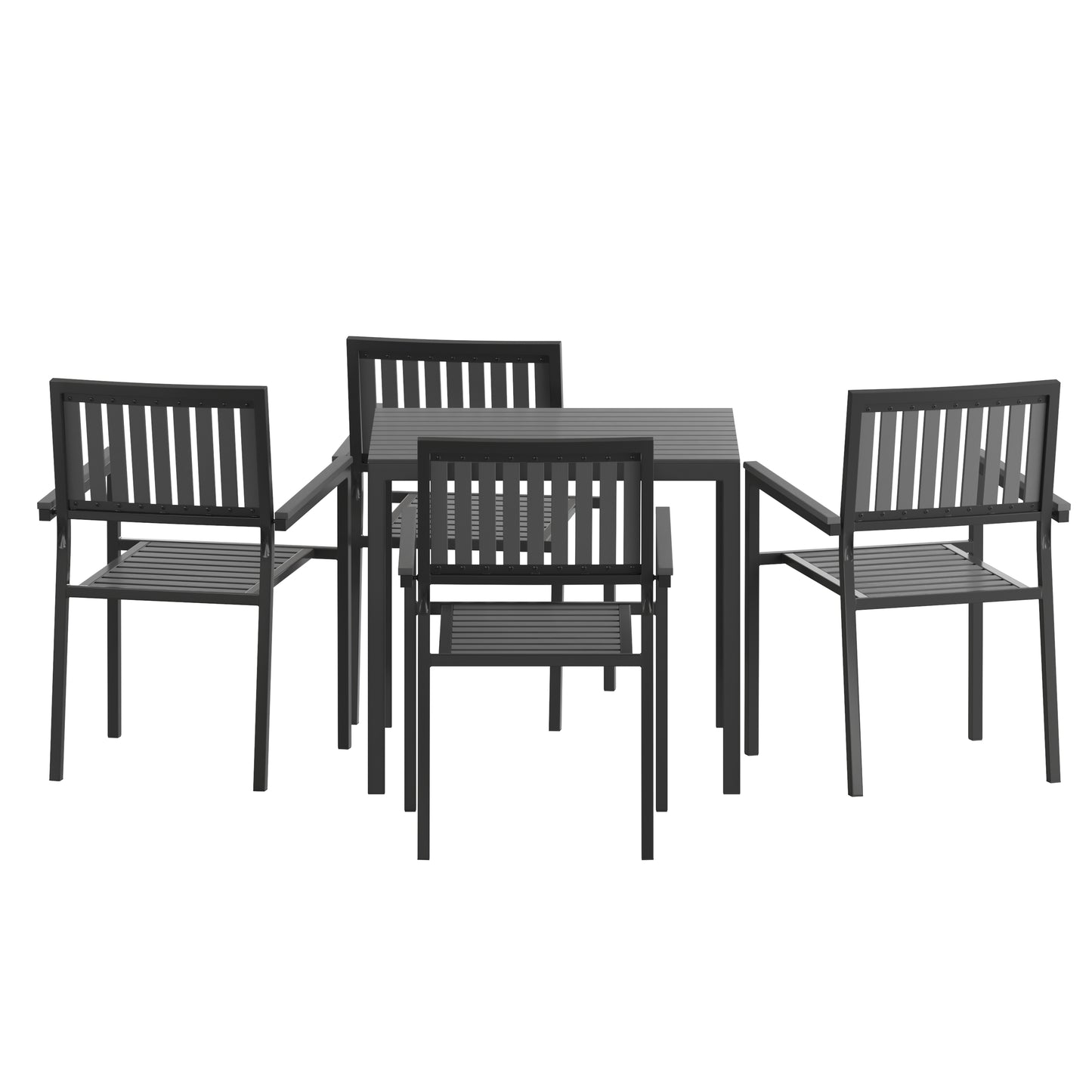 5PC Black Table and Chairs Set SB-A268C4-T-BK-GG