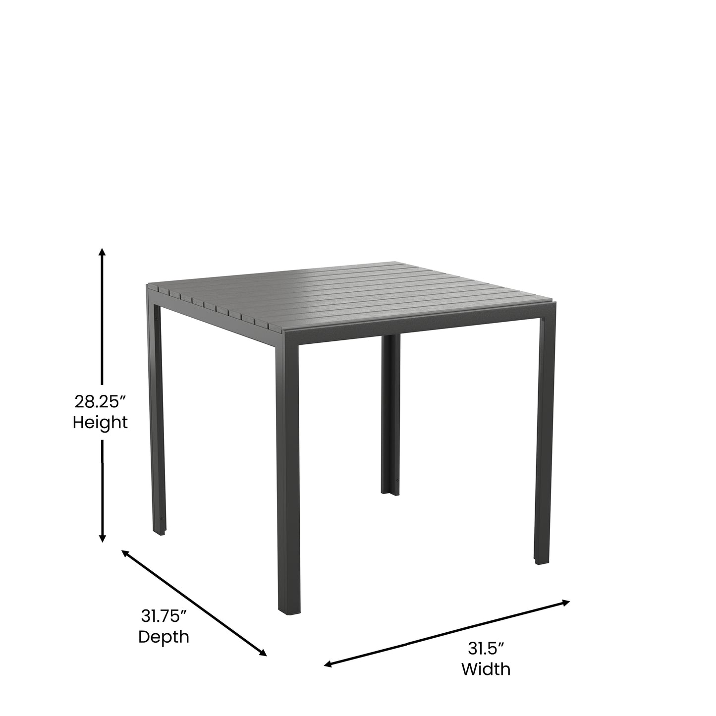 Black All-Weather Patio Table SB-A268T-BK-GG