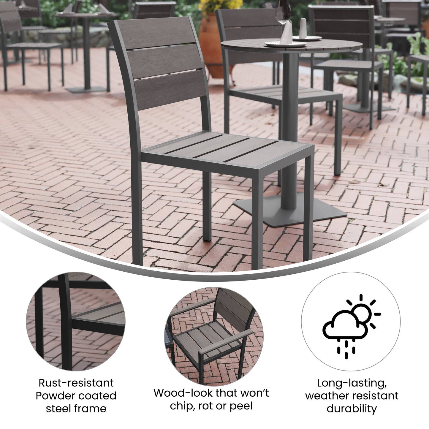 Gray/Gray Armless Patio Chair SB-CA108-GRY-GG