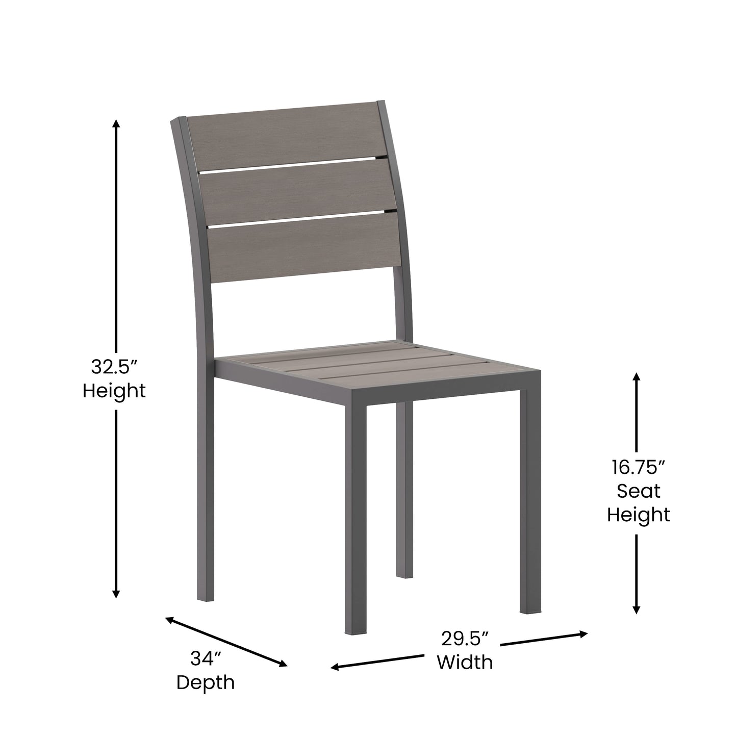 Gray/Gray Armless Patio Chair SB-CA108-GRY-GG