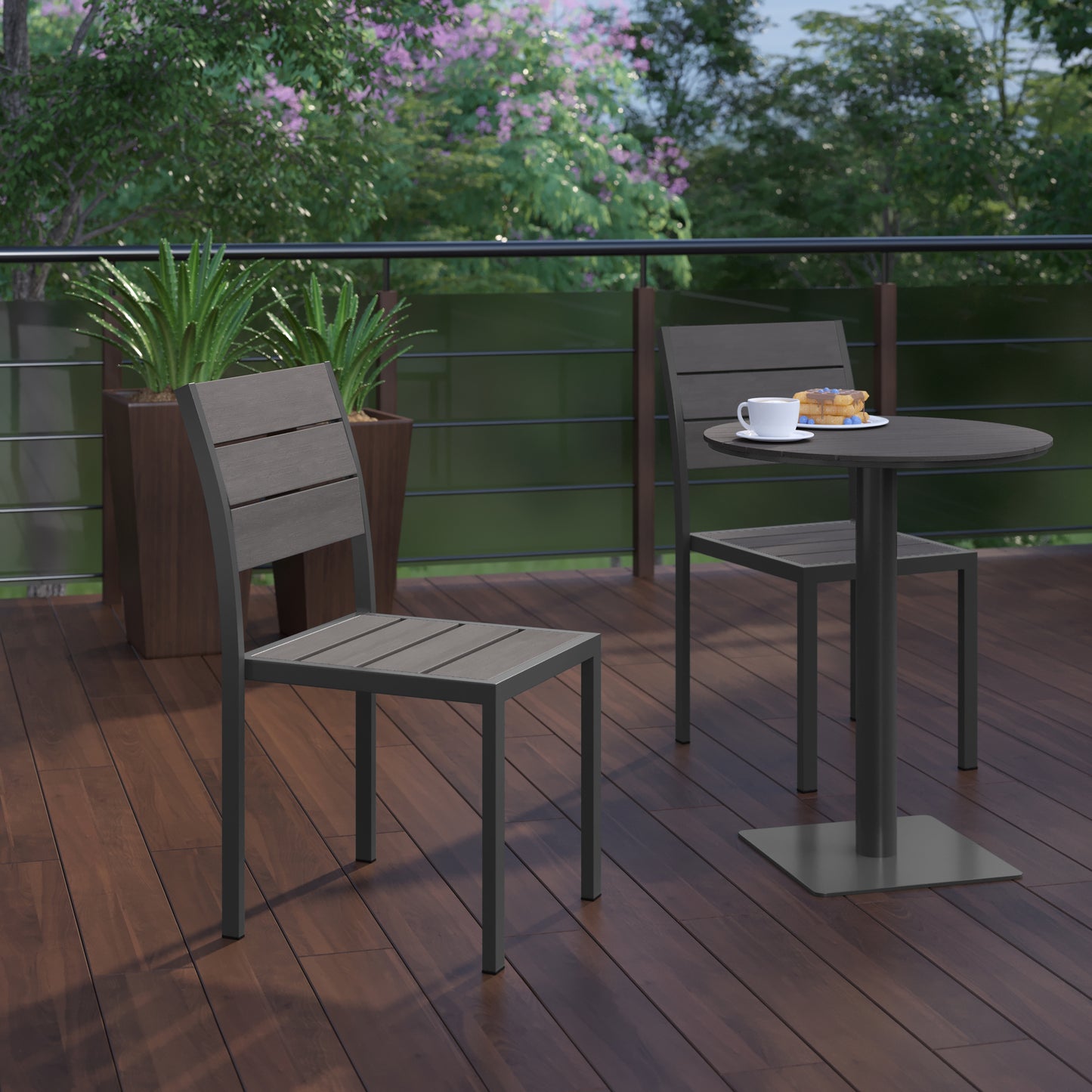 Modern Commercial Grade Armless Patio Chair